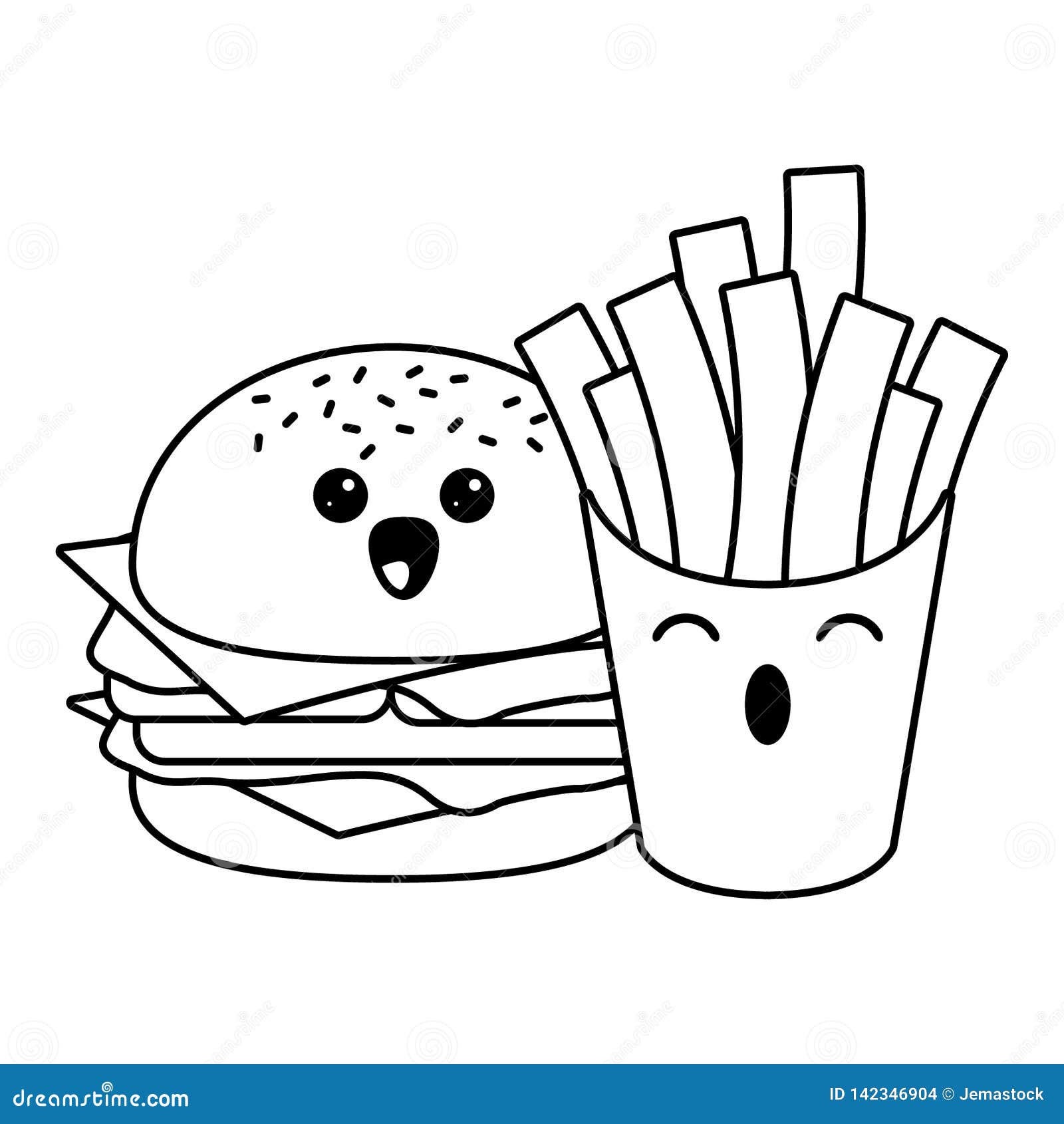 Fast Food Kawaii Cartoon in Black and White Stock Vector - Illustration of expression, fast: 142346904 Fast Food Kawaii Cartoon in Black and White Stock Vector - Illustration of expression, fast: 142346904