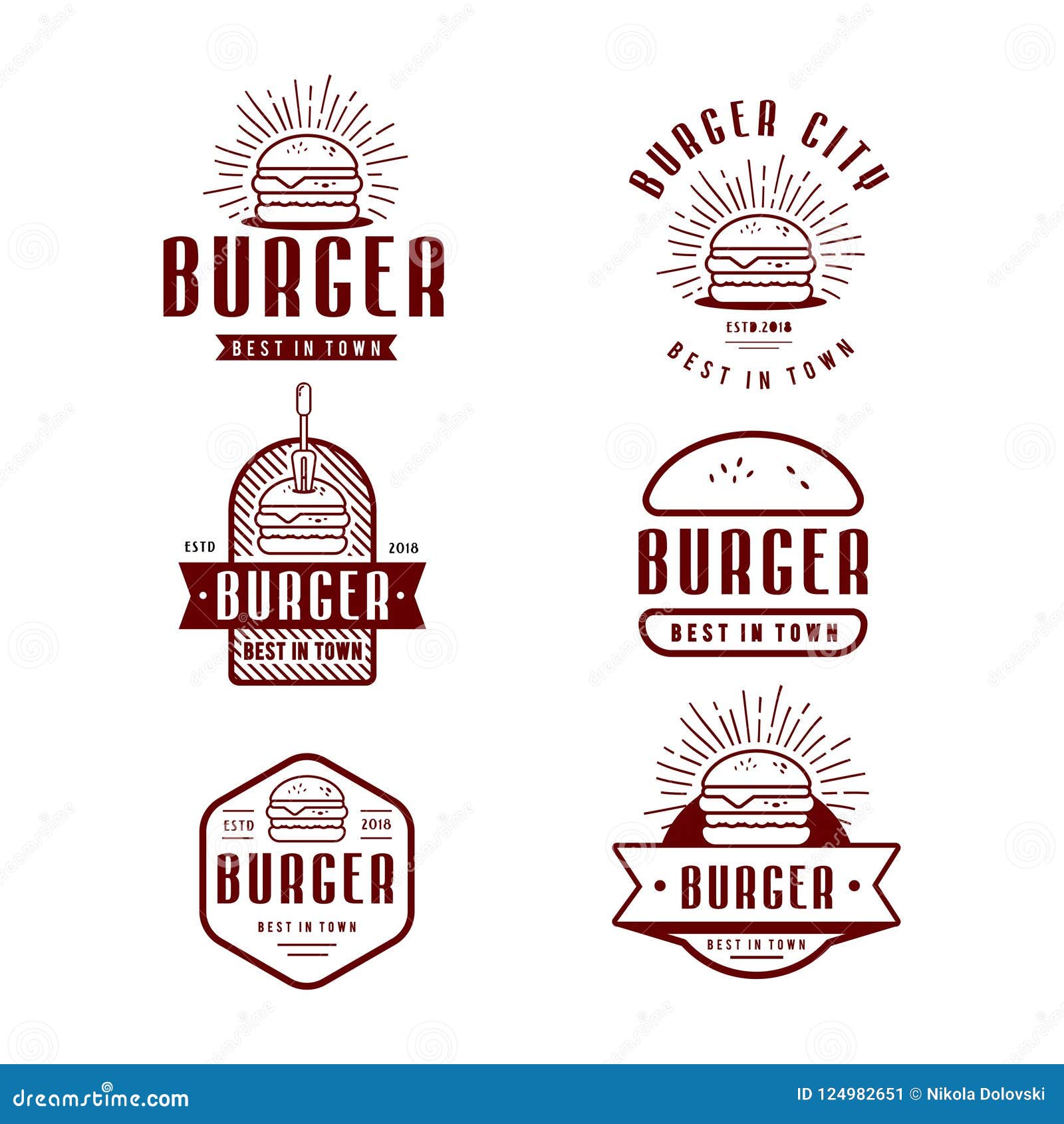 Retro Burger Vintage Logo Badge Design Stock Illustration