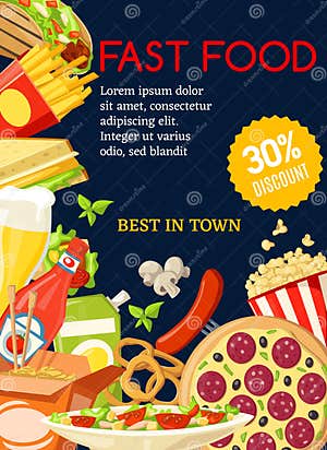 Fast Food Meal Combo Special Offer Stock Vector Illustration Of Cake 