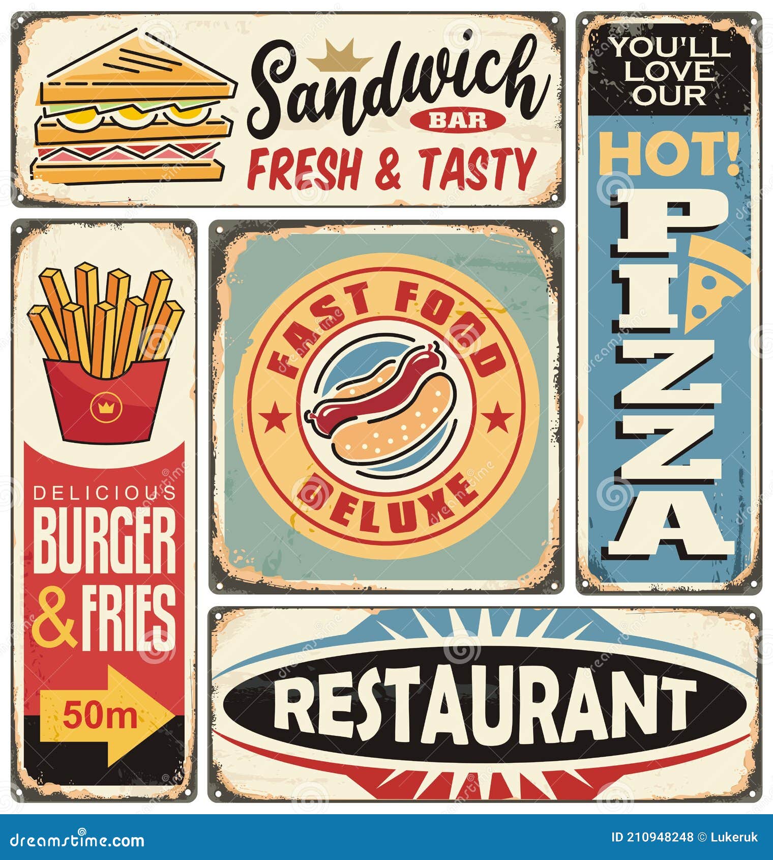 fast food restaurants and diners retro signs