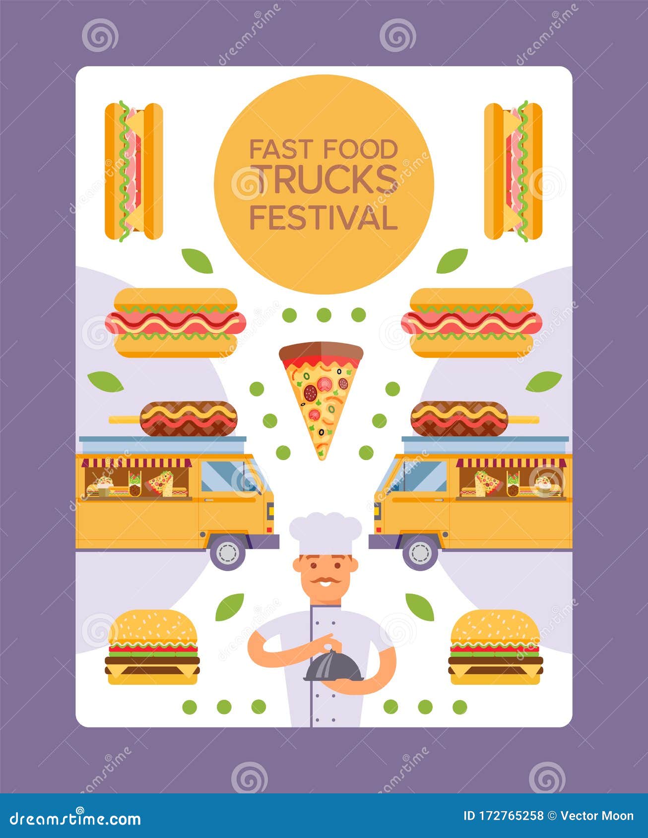 Fast Food Truck Festival Vector Illustration For Banner Design With ...