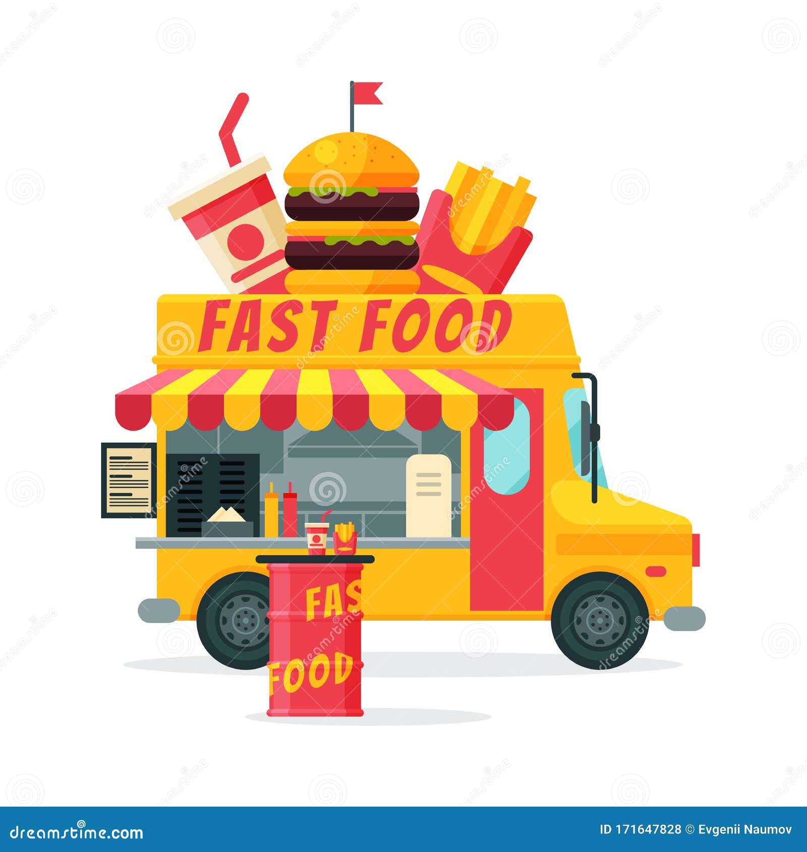 Fast Food Truck, Street Meal Van Delivery, Mobile Shop Vector ...