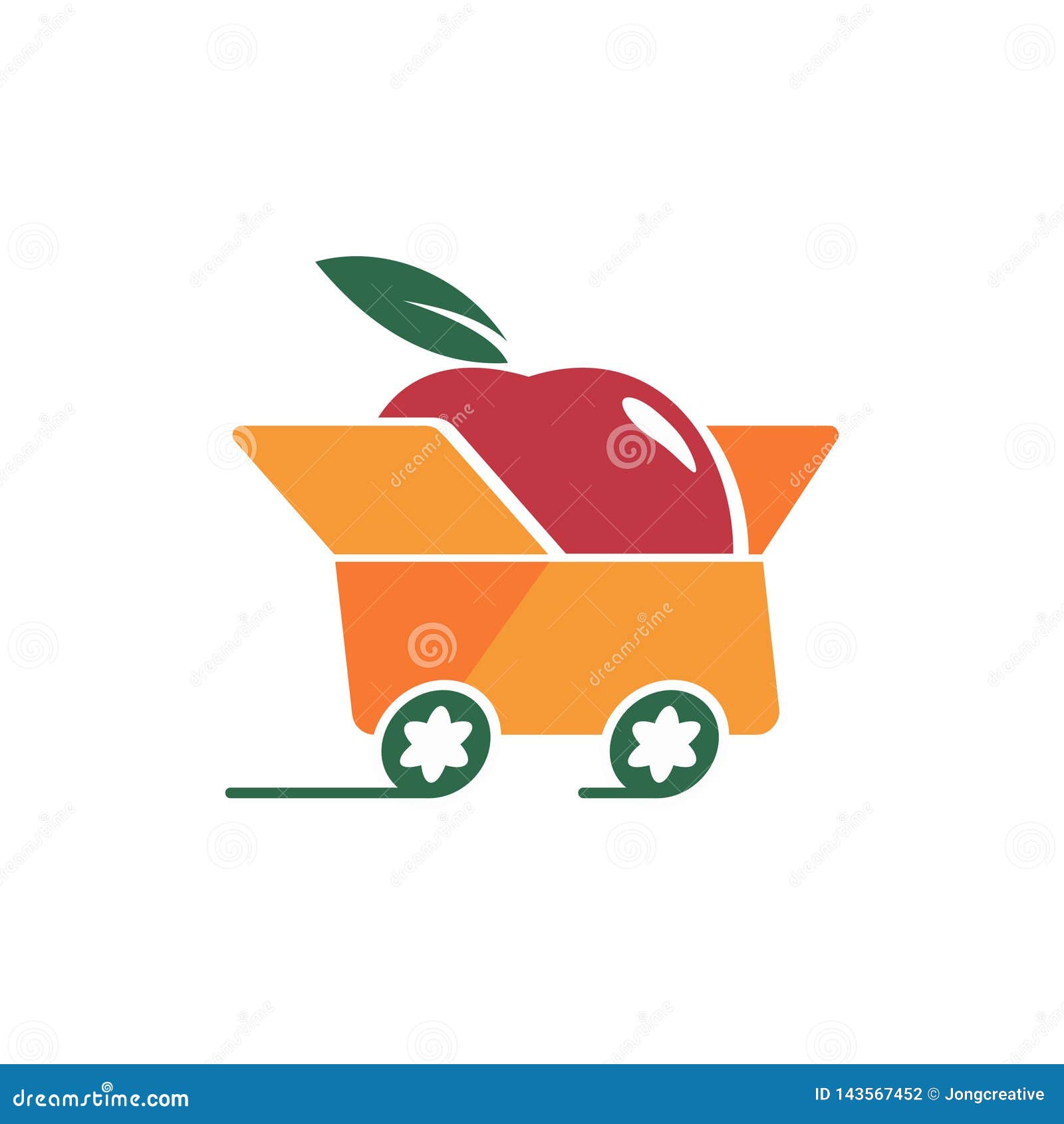 Fast Fresh Apple Fruit Car Delivery Service Logo Stock Vector