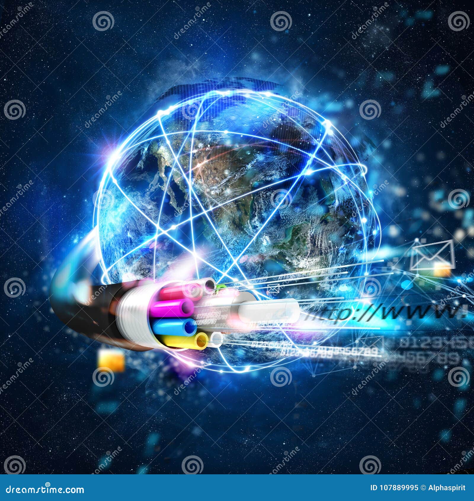 fast internet worldwide connection with the optical fiber