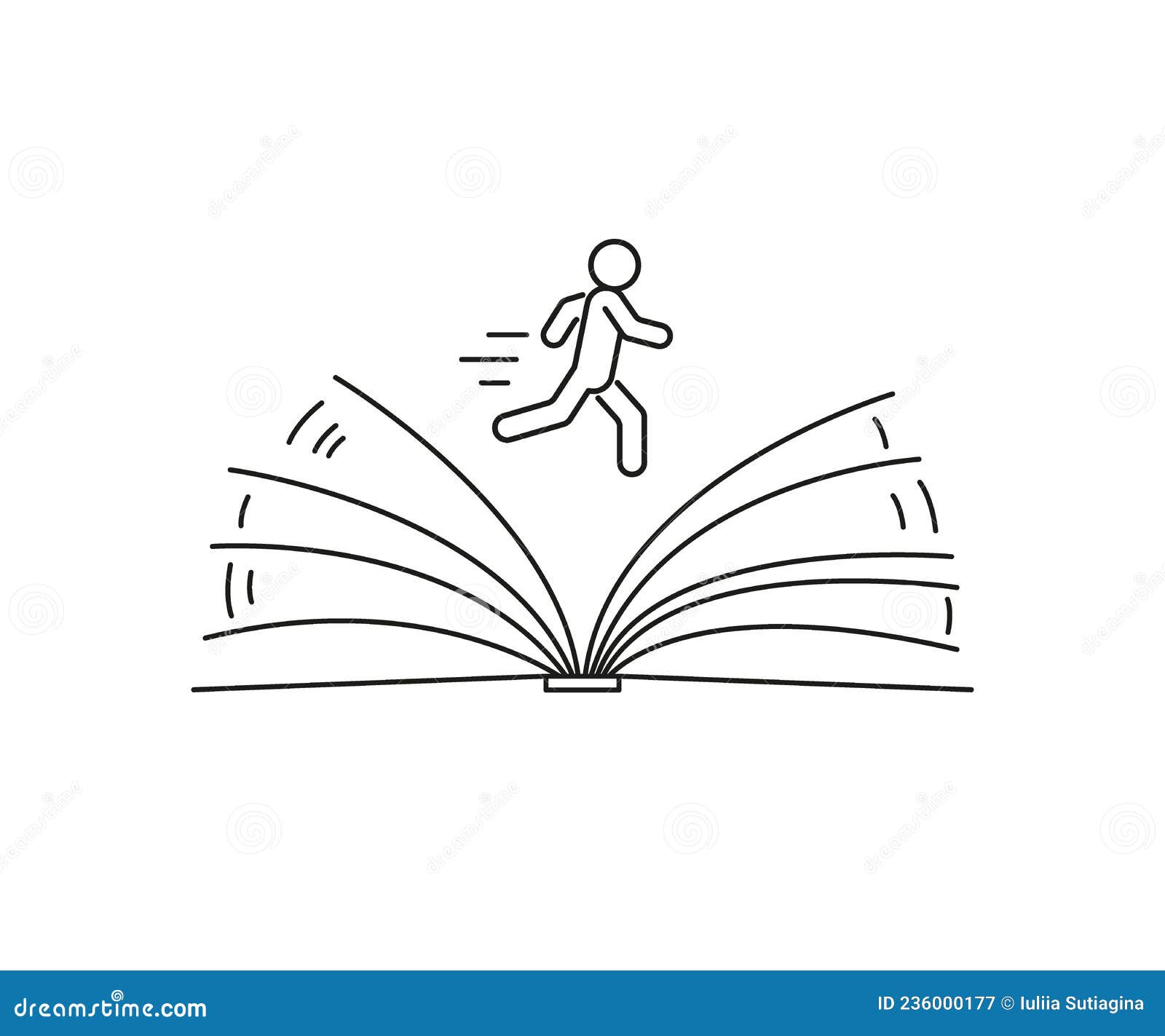 Fast Read, Speed Reading and Learn, Line Art. Getting Knowledge from