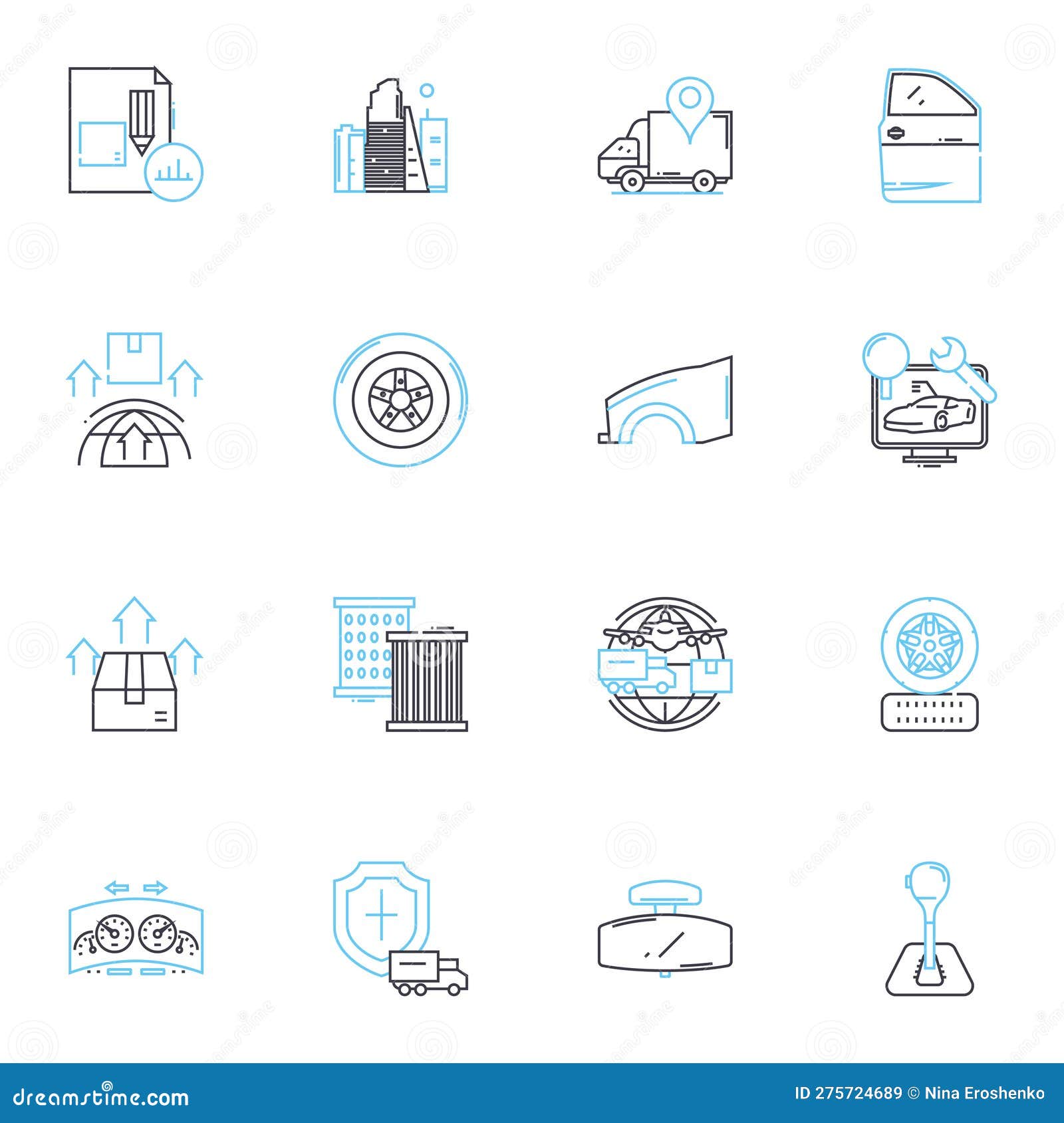 fast shipping linear icons set. express, expedited, rapid, swift, instant, quick, priority line  and concept signs