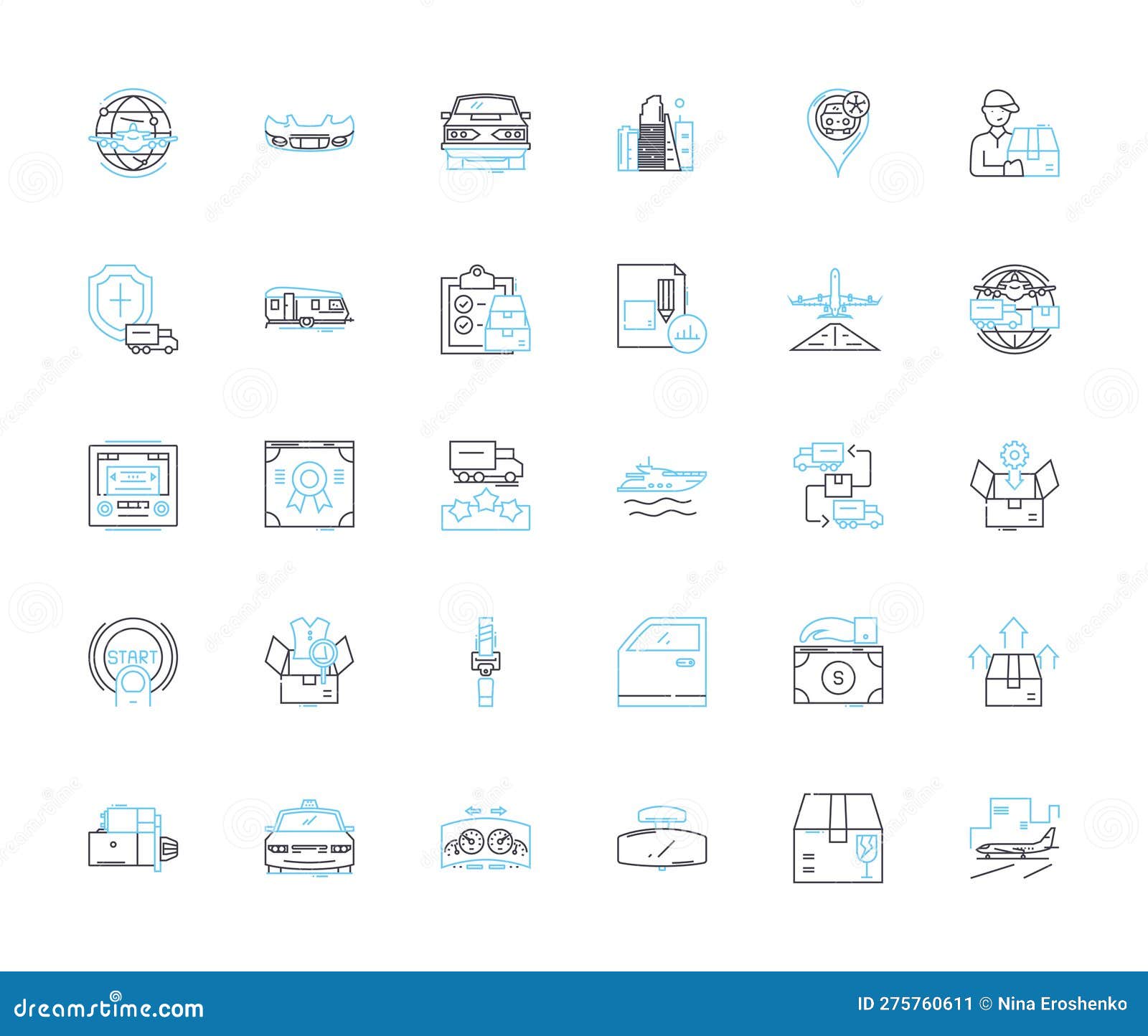 fast shipping linear icons set. express, expedited, rapid, swift, instant, quick, priority line  and concept signs