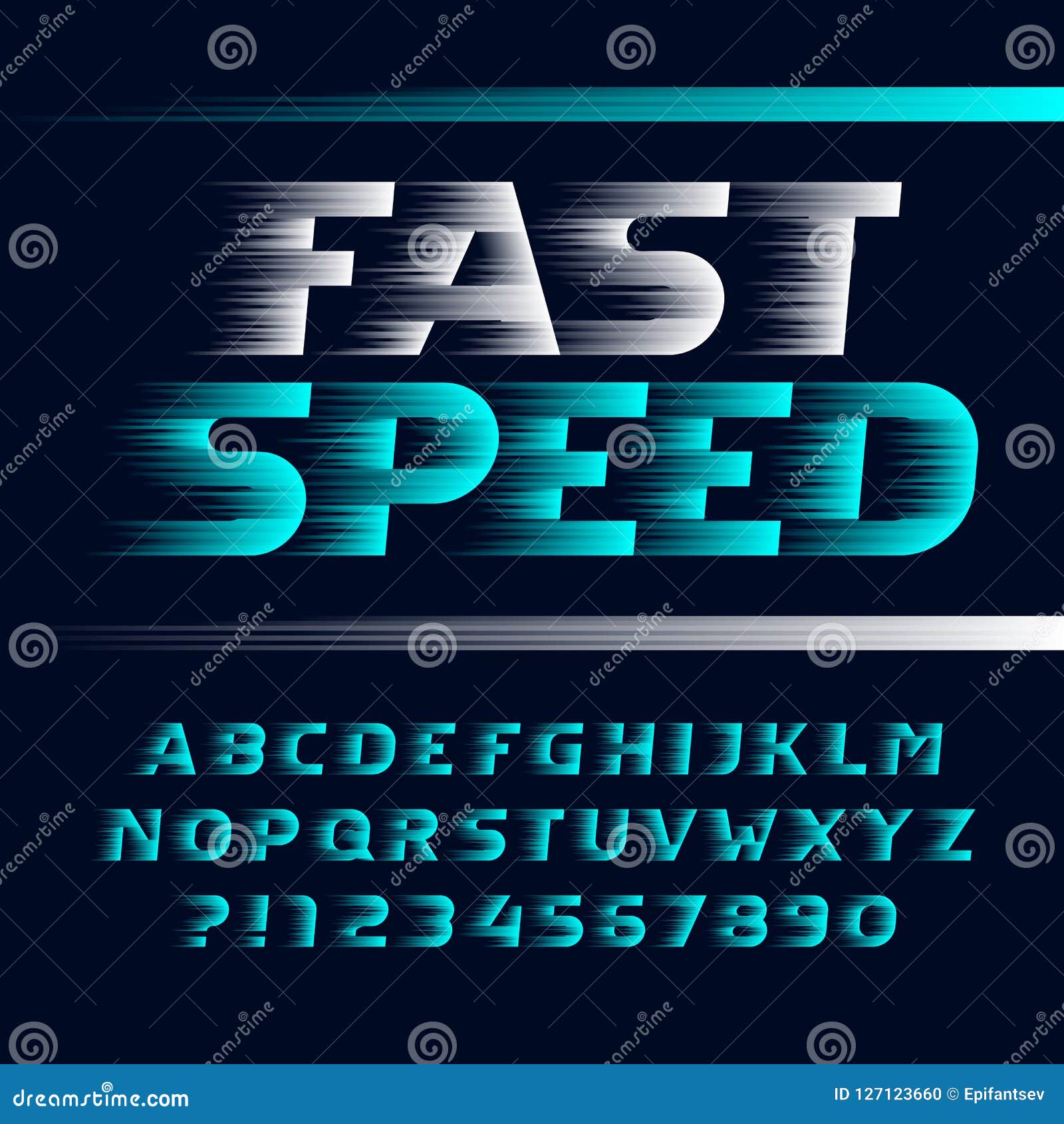 Racing font alphabet letters with wind effect. Modern sport logo