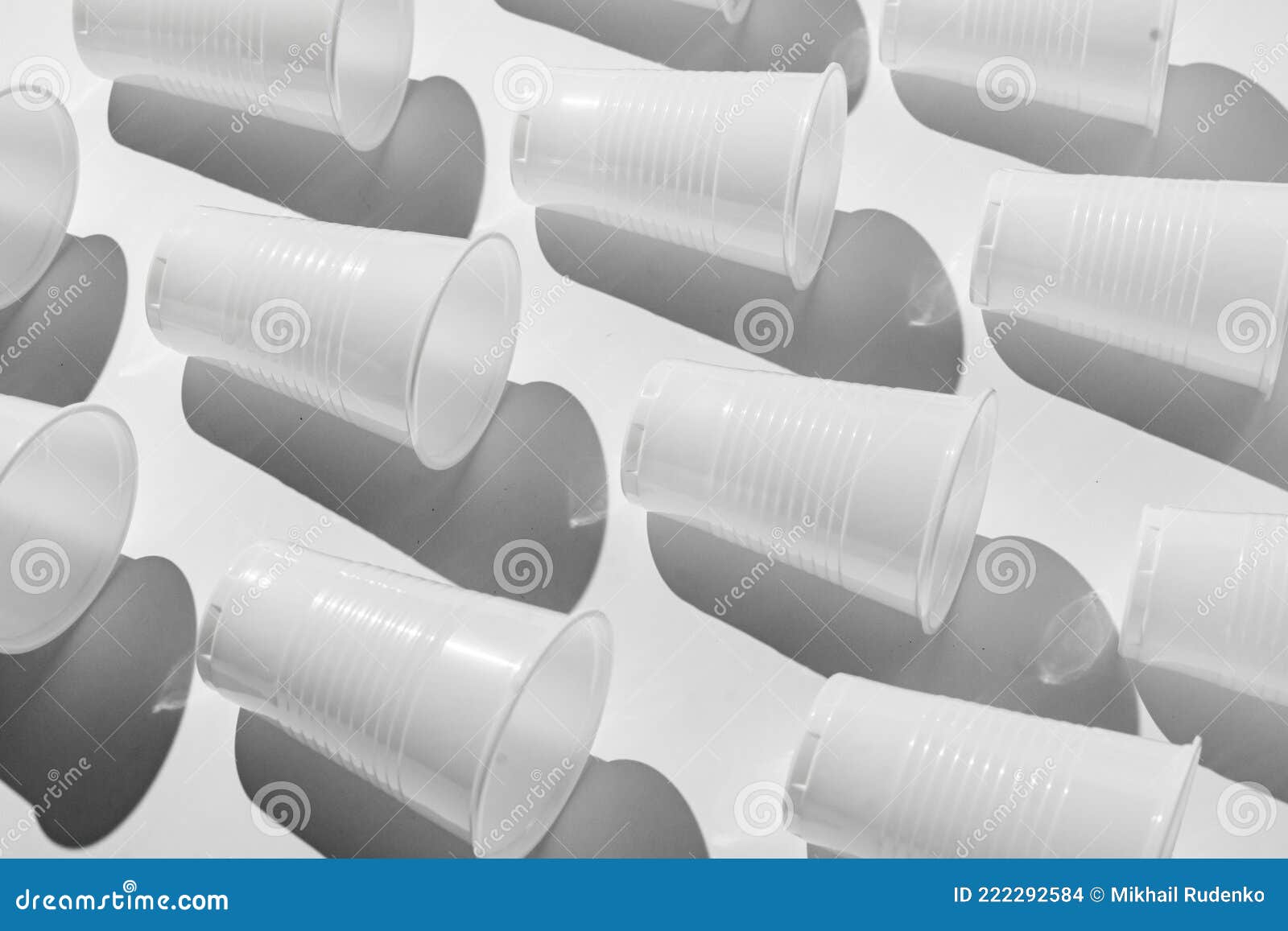 A Fastfood White Plastic Cups, Empty Abstract Plastic Dishware Stock
