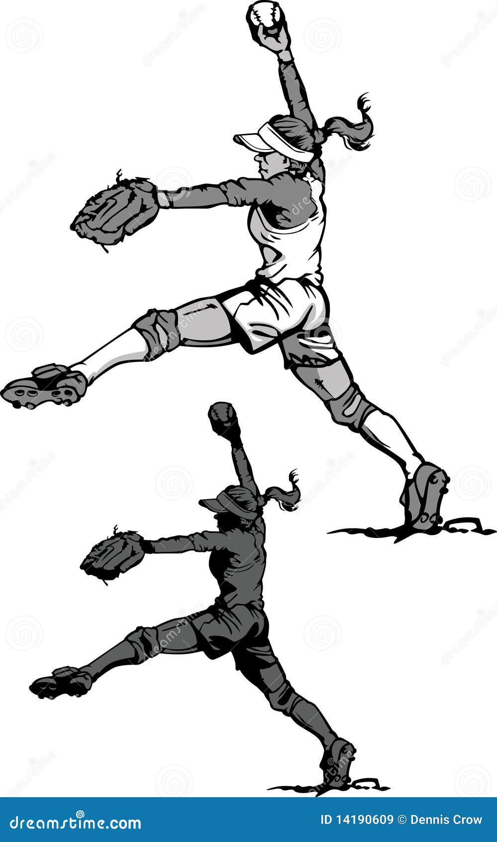 Fastpitch Softball Girl Silhouette Stock Vector Illustration of women