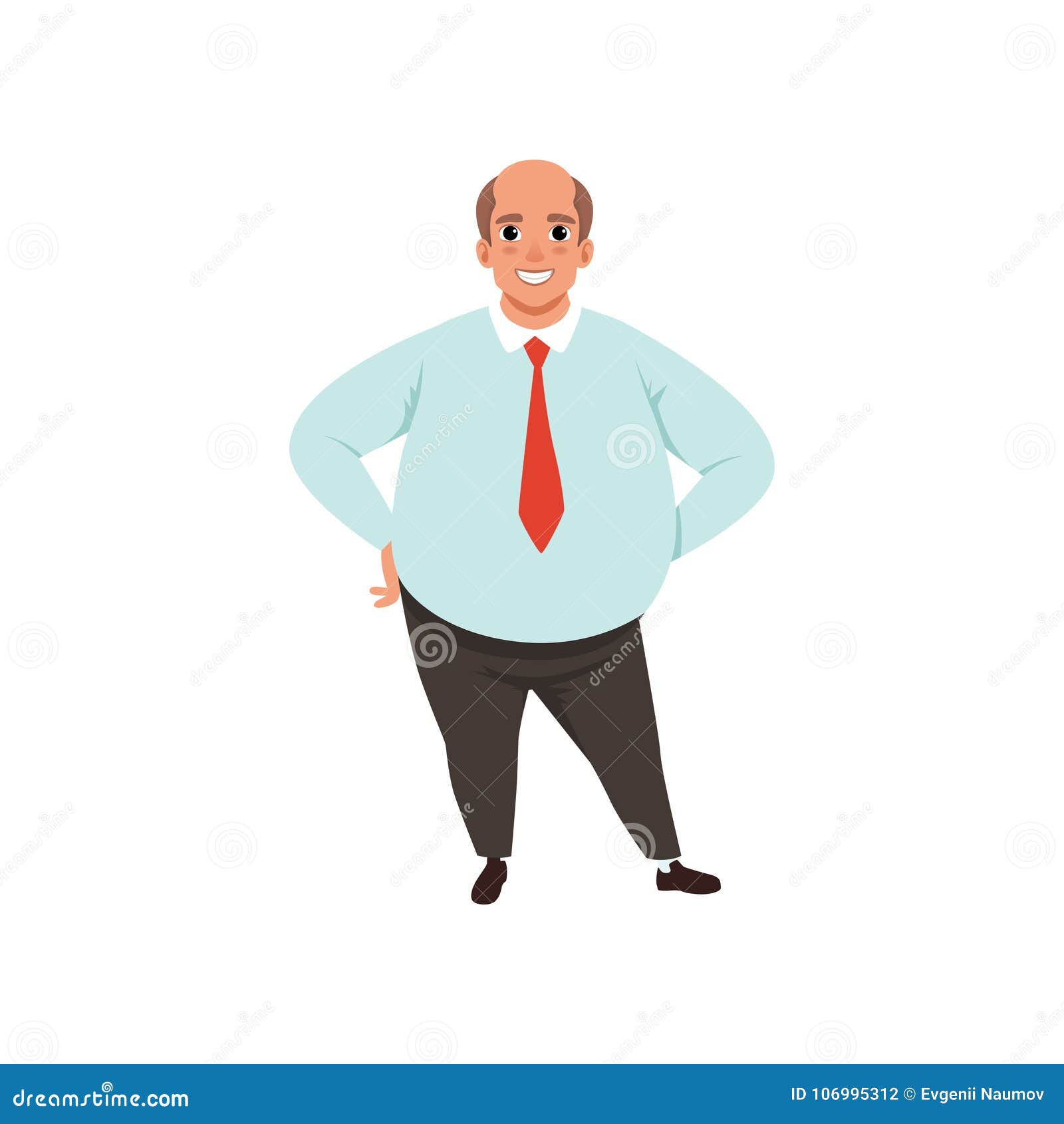 Fat Adult Man with Bald Head. Cartoon Male Character in Formal Clothing ...