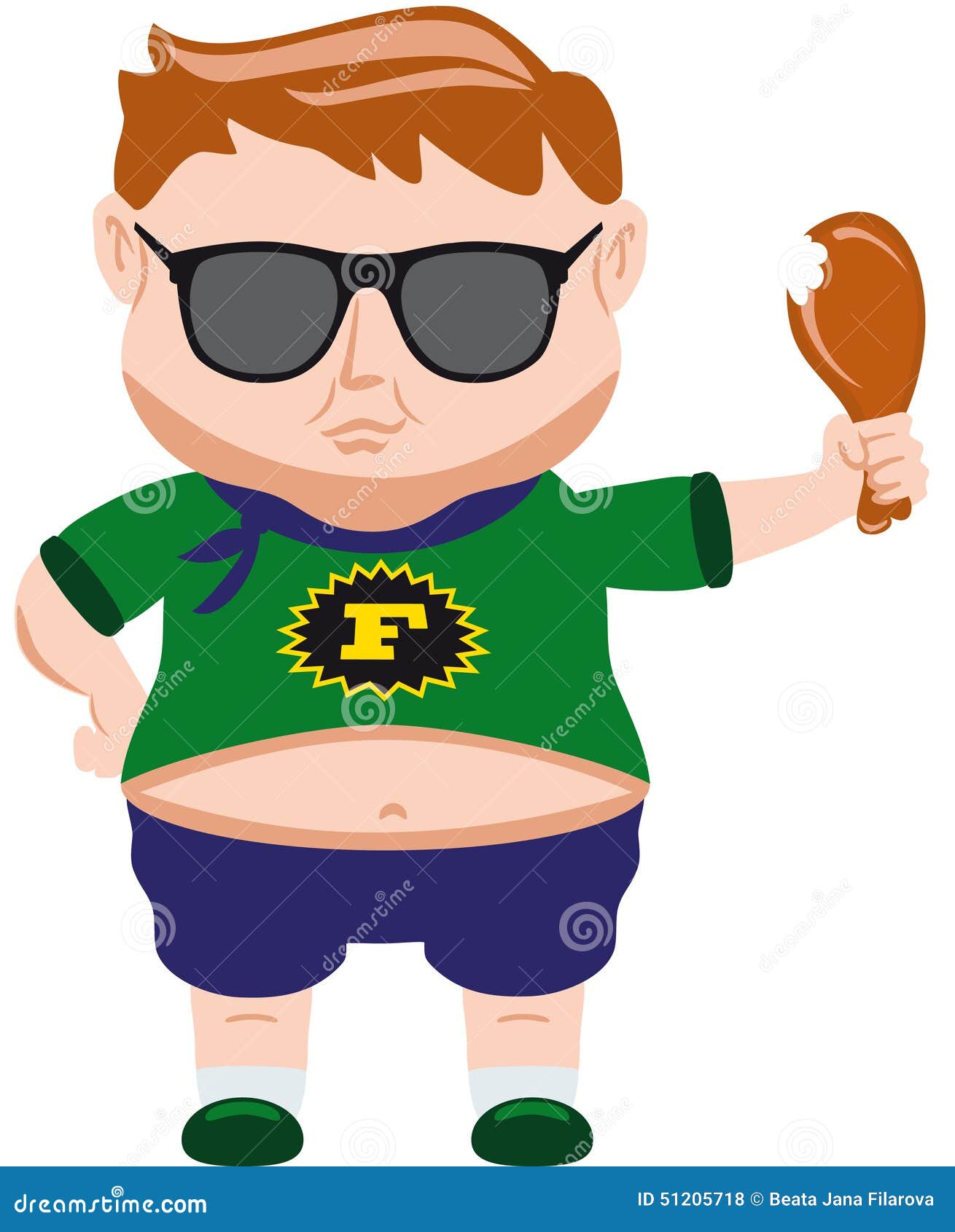 Fat Boy stock vector. Illustration of legs, glasses, eater - 51205718