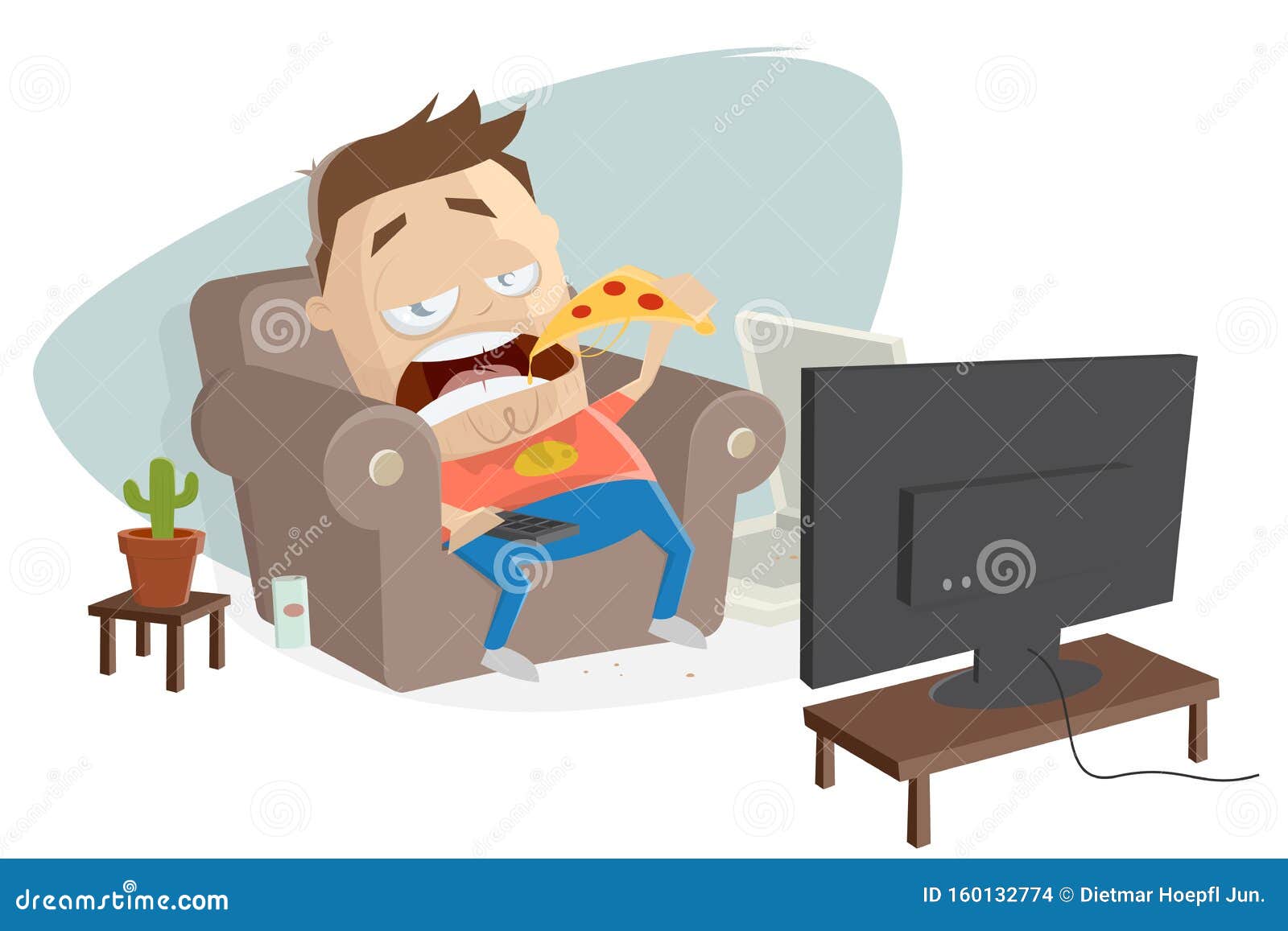 fat guy eating pizza cartoon