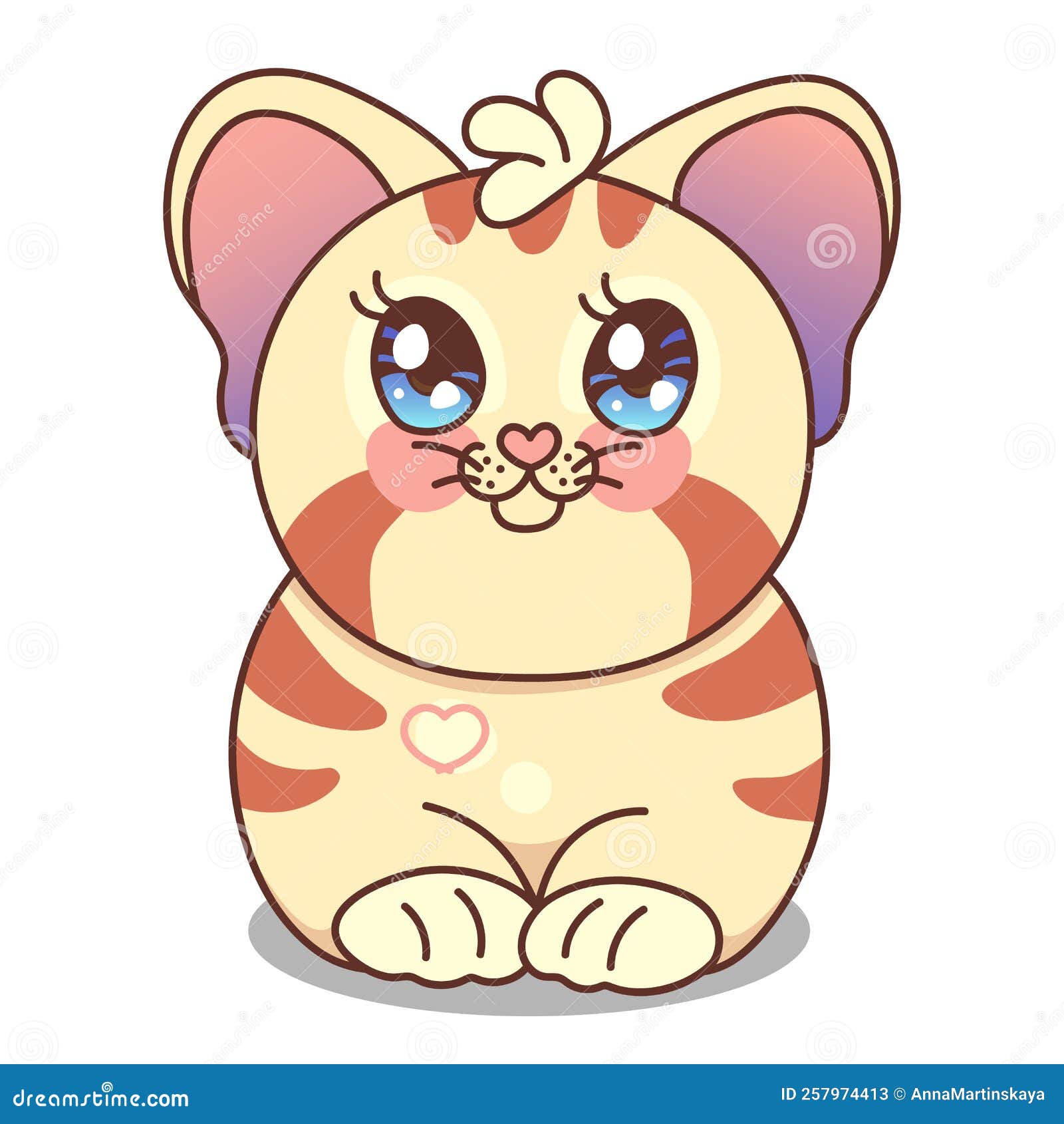 Fat cat. Kawaii character stock vector. Illustration of draw - 257974413