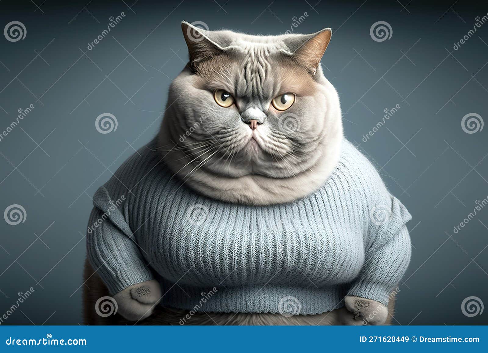 Fat Cat Realistic Cartoon Illustration with Human-like Body Angry Face.  Stock Illustration - Illustration of domestic, digitally: 271620449