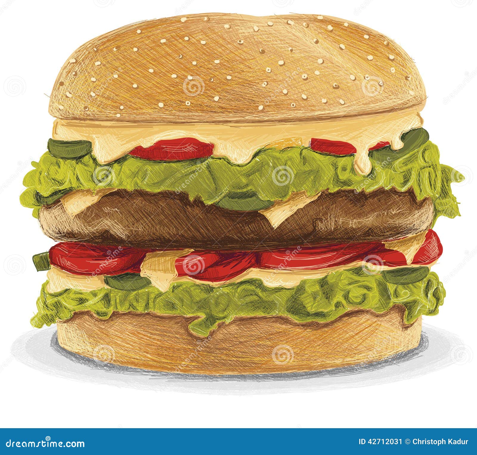 Fat Cheeseburger stock illustration. Illustration of hungry 42712031
