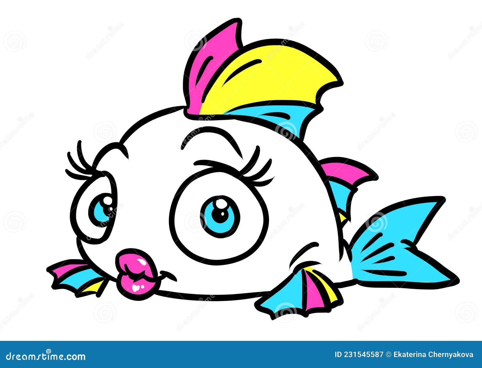 Fat Fish Girl Parody Illustration Character Stock Illustration
