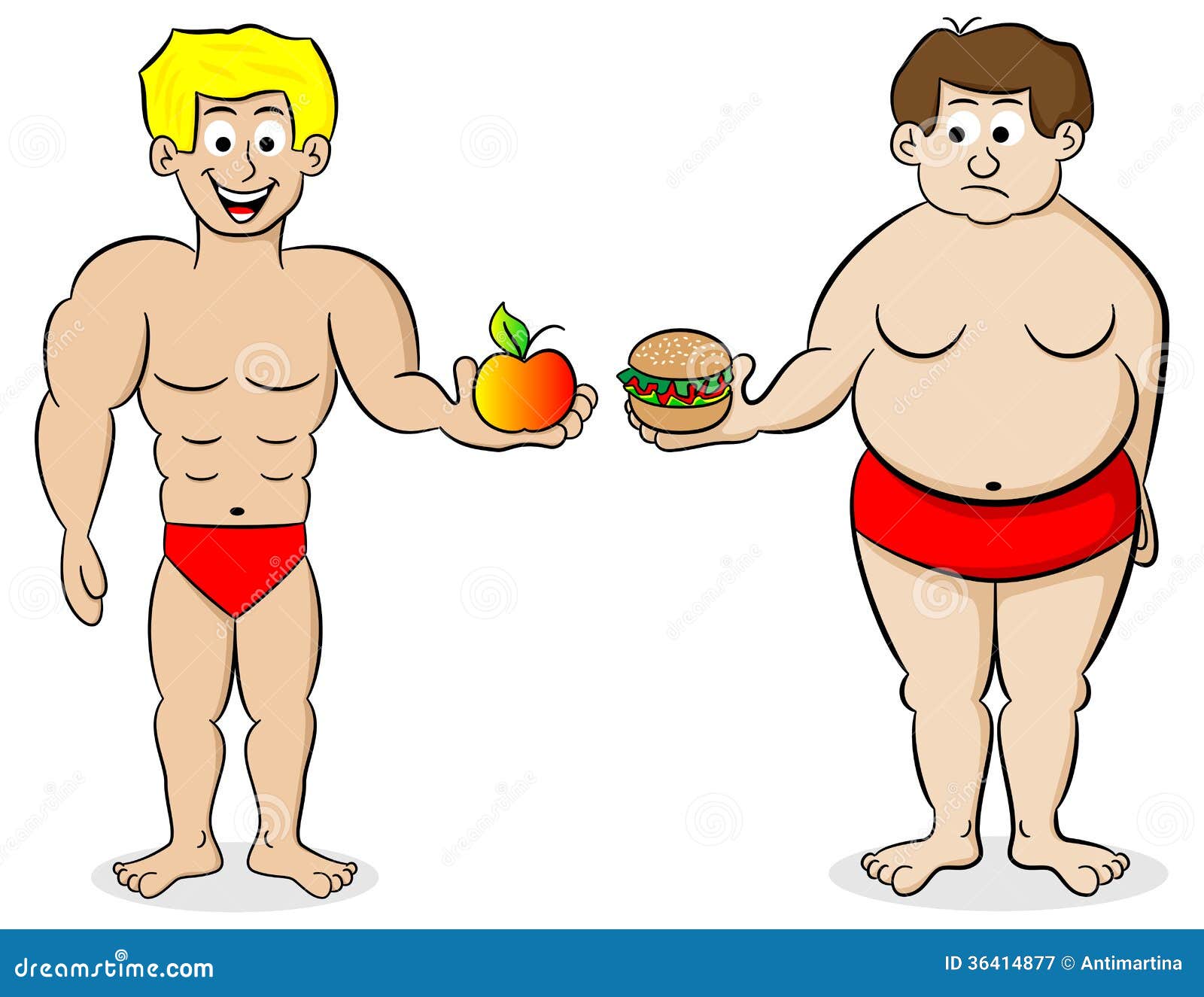 Fat and a Fit Man and Their Diet Stock Vector - Illustration of thin,  athletic: 36414877