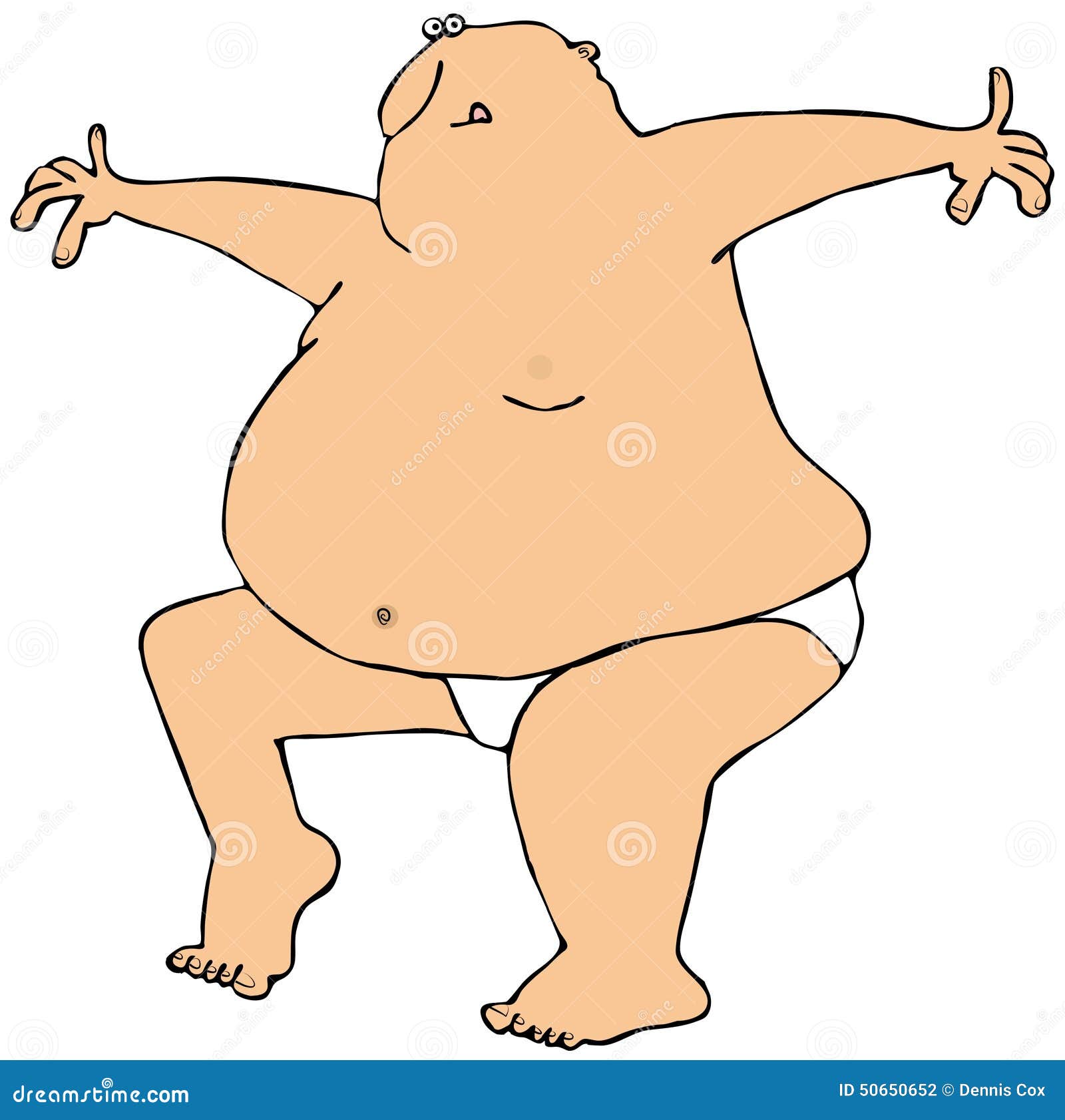 Fat Man Dancing In Underwear Royalty-Free Cartoon | CartoonDealer.com