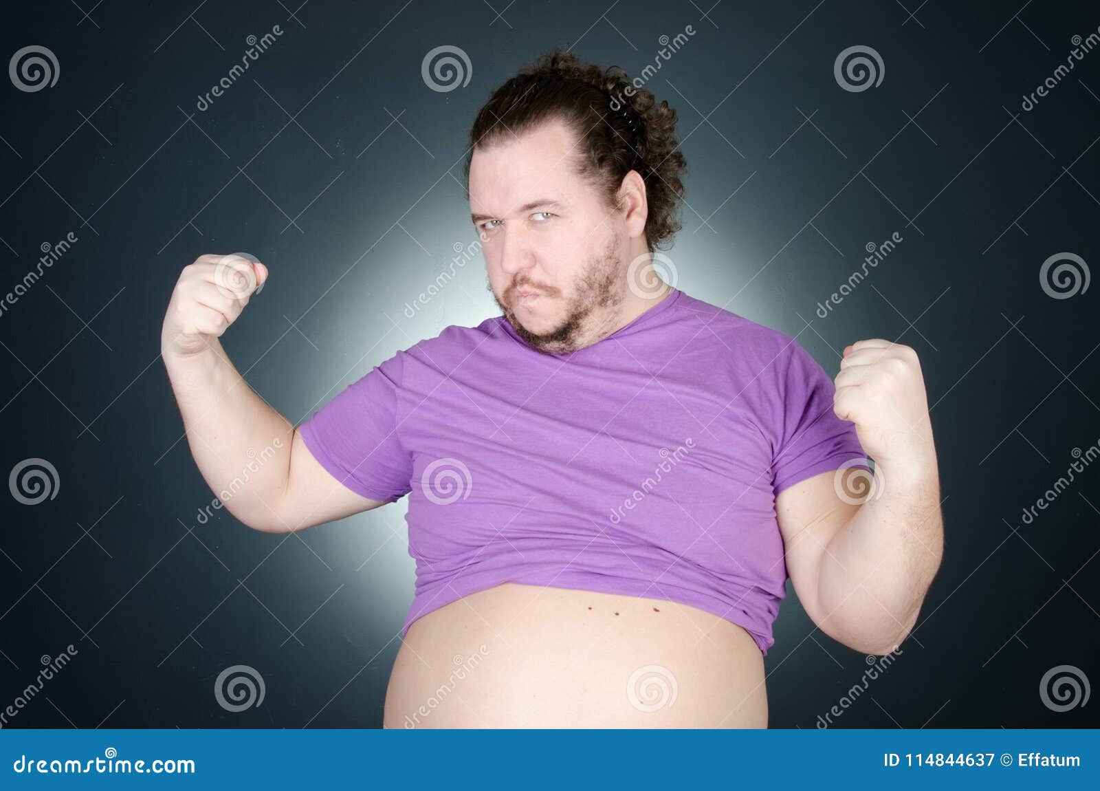 Funny Fat Guy with a Big Belly Stock Image - Image of fatty, dreams:  114844637