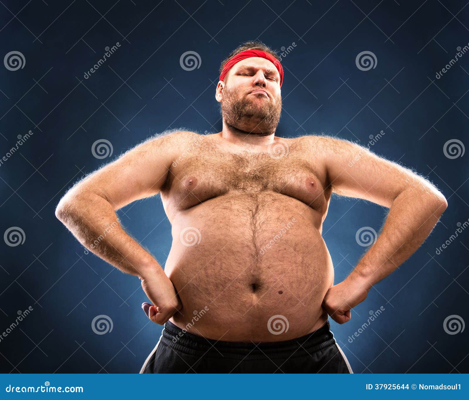 fat-man-imitating-muscular-build-low-ang