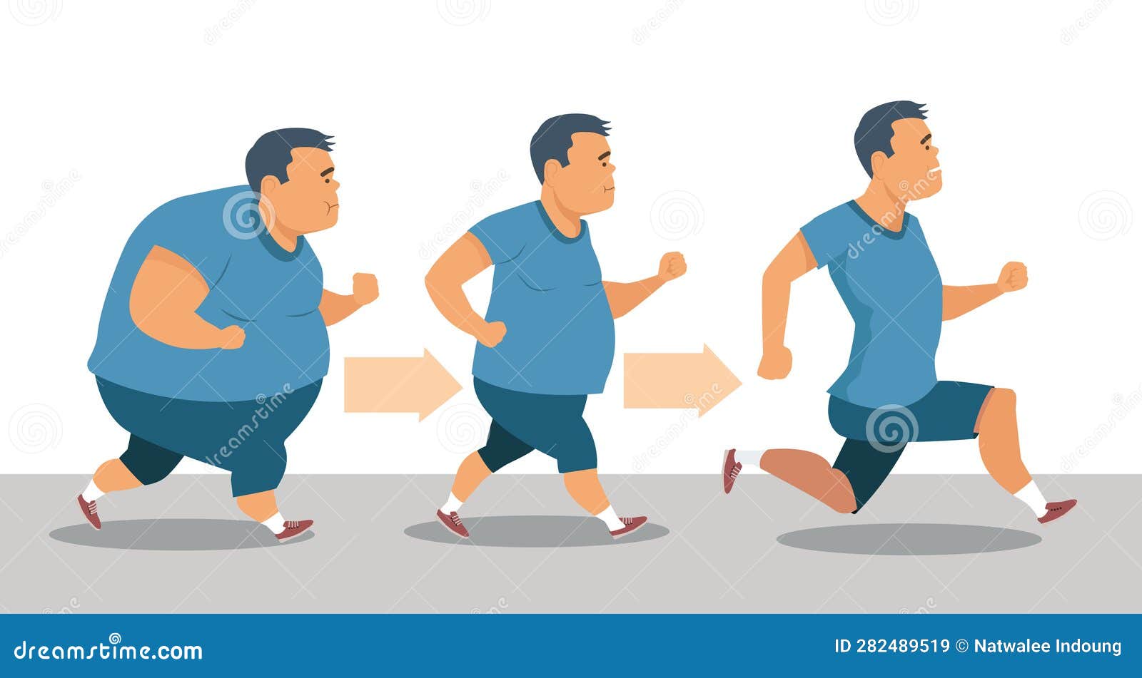 Fat Man Jogging To Lose Weight and Become a Slim Athlete. Running Sport Man  Stock Illustration - Illustration of active, diet: 282489519