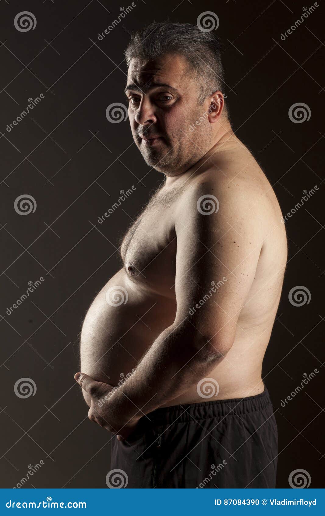 Fat man posing stock photo. Image of isolated, pose, stomach - 87084390