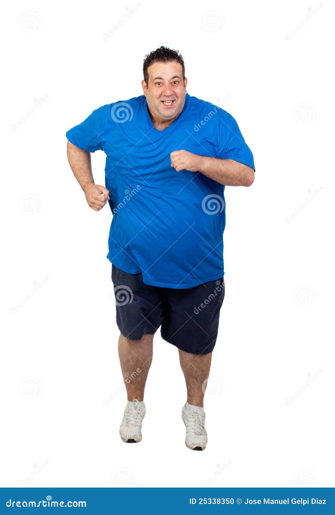 fat guy running shirtless