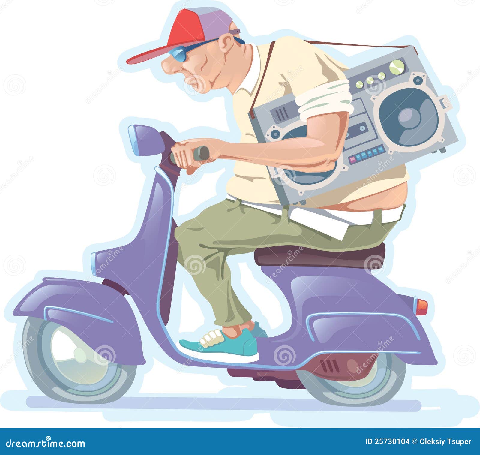 Fat Man on the Scooter stock vector. Illustration of street 25730104