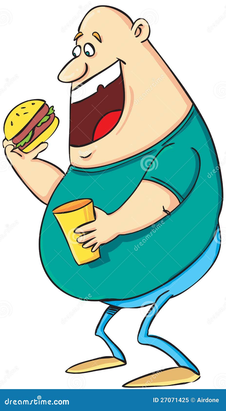 Fat men eating burger stock vector. Illustration of bald - 27071425