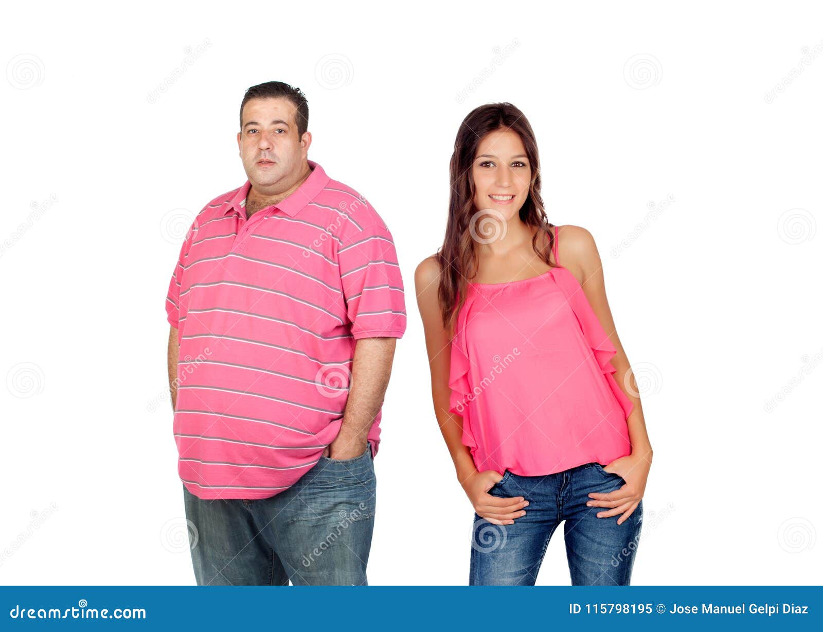 Couple Fat Man Slim Woman Stock Photos