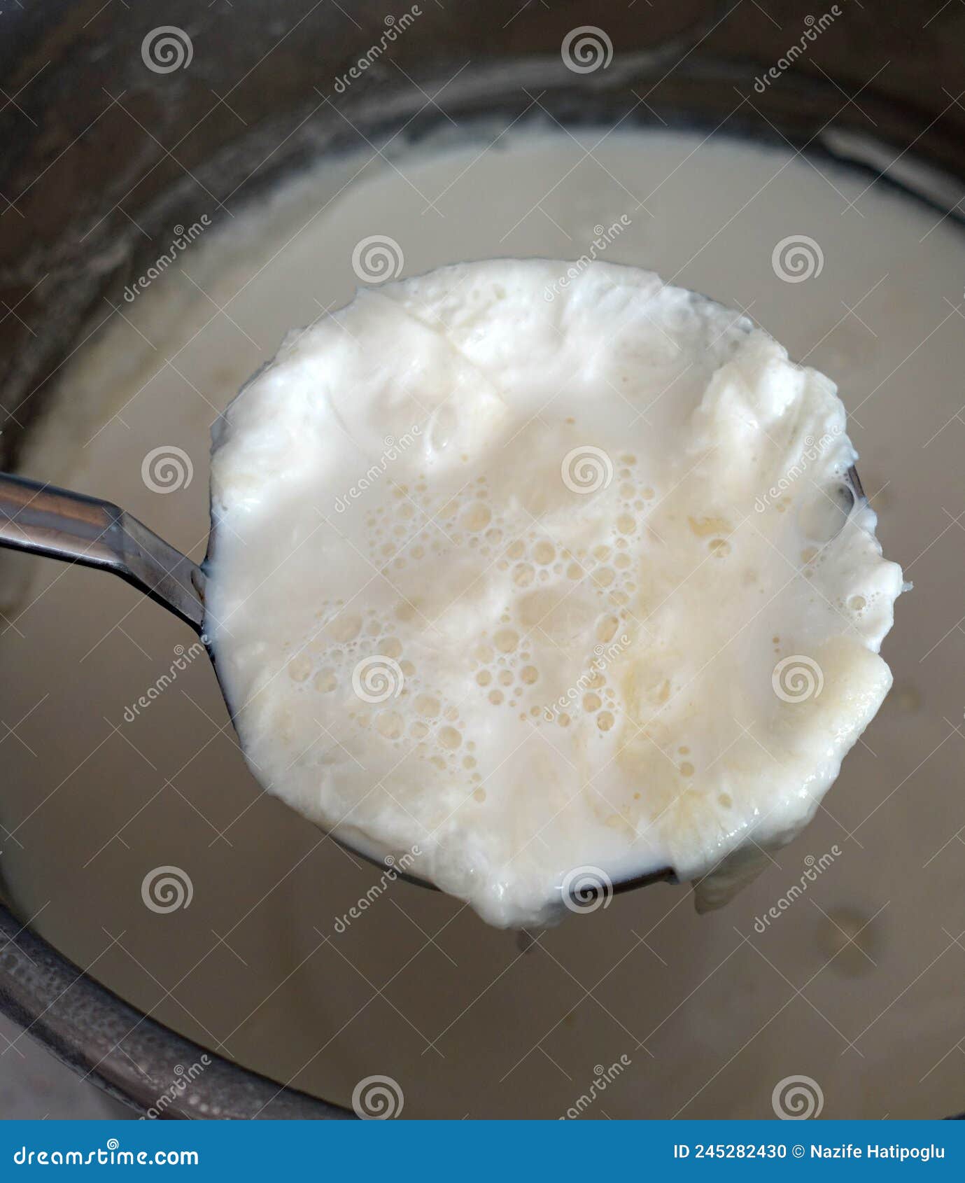 Fat Milk Cream on Cooked Milk, Which is Formed on Natural Cow S Milk