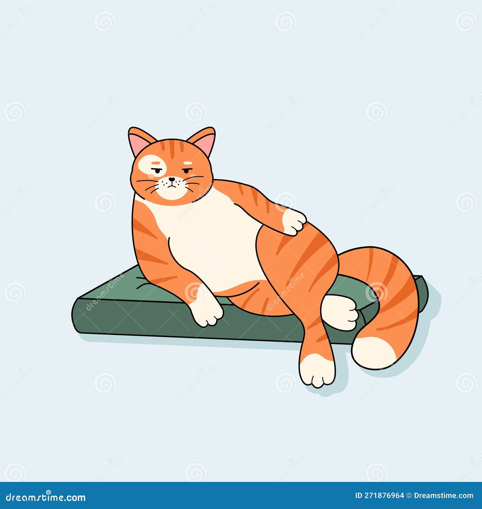 Fat Red Cat is Resting on Bed Stock Vector Illustration of feline