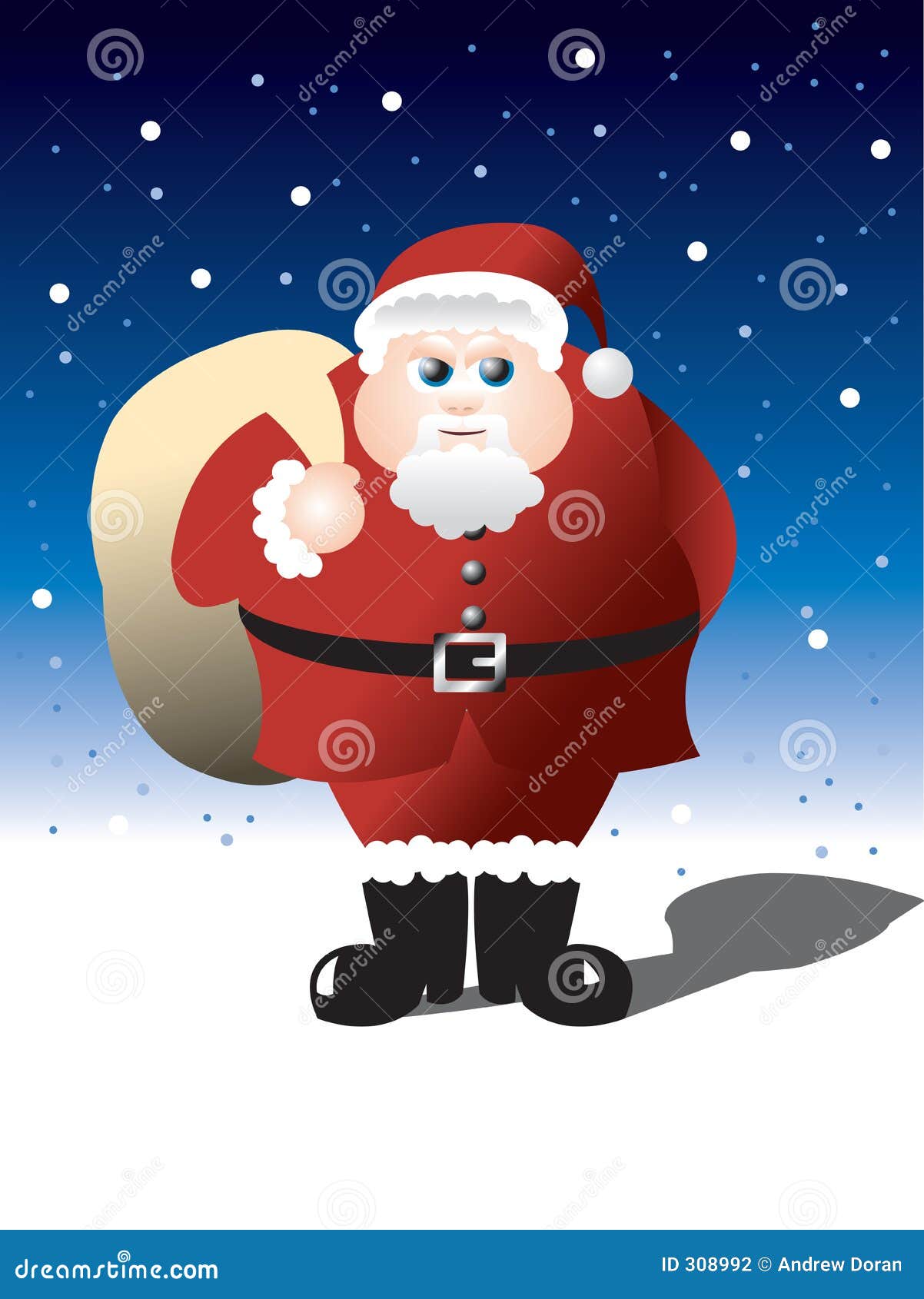 Fat Santa stock vector. Illustration of sack, santa, present 308992