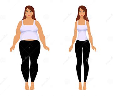 Fat and Slim Girl. Weight Loss Fitness. Stock Vector - Illustration of ...