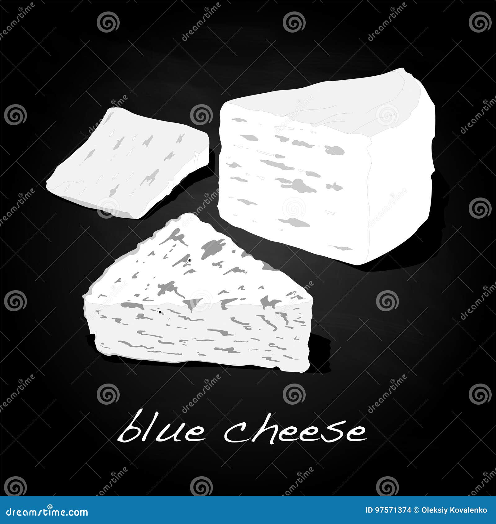 Fat Soft Blue Cheese Isolated Stock Vector Illustration of snack
