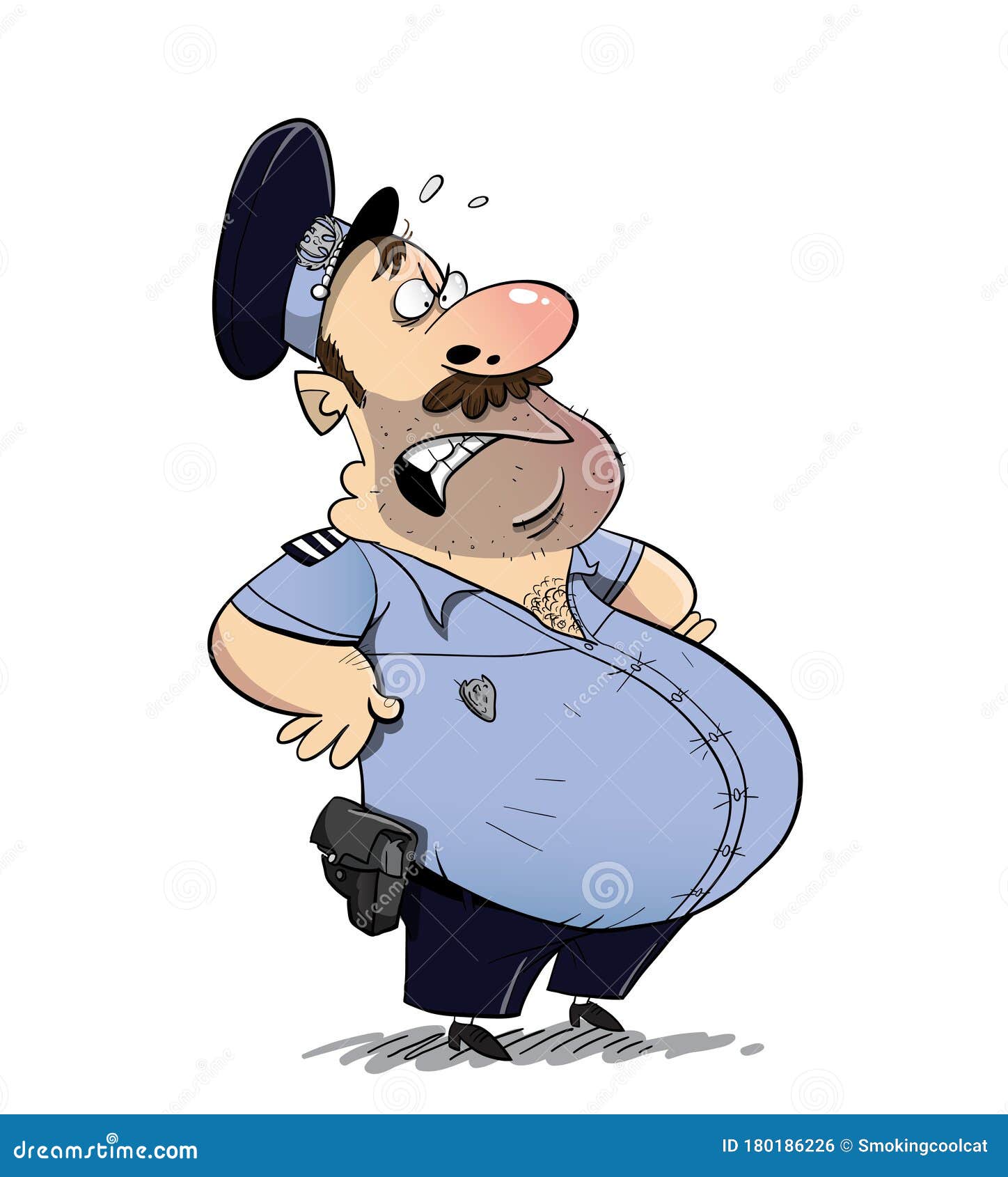 Fat Sweaty Bad Policeman with Big Belly Stock Illustration - Illustration  of authority, baton: 180186226