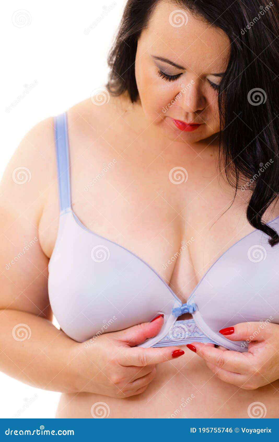 Fat Woman Big Breast Wearing Bra Stock Photo picture