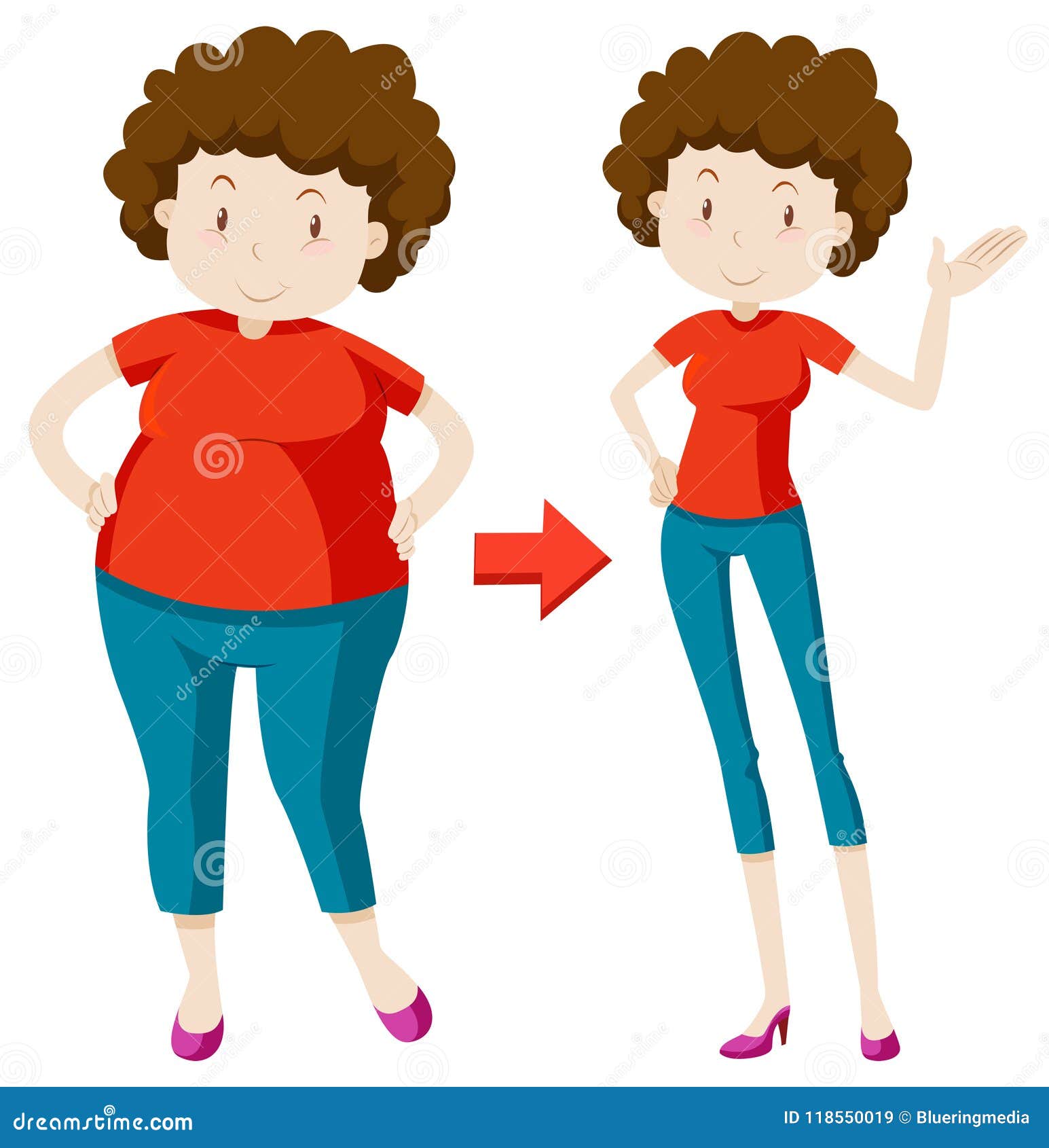 A Fat Woman Losing Weight stock vector. Illustration of diet - 118550019