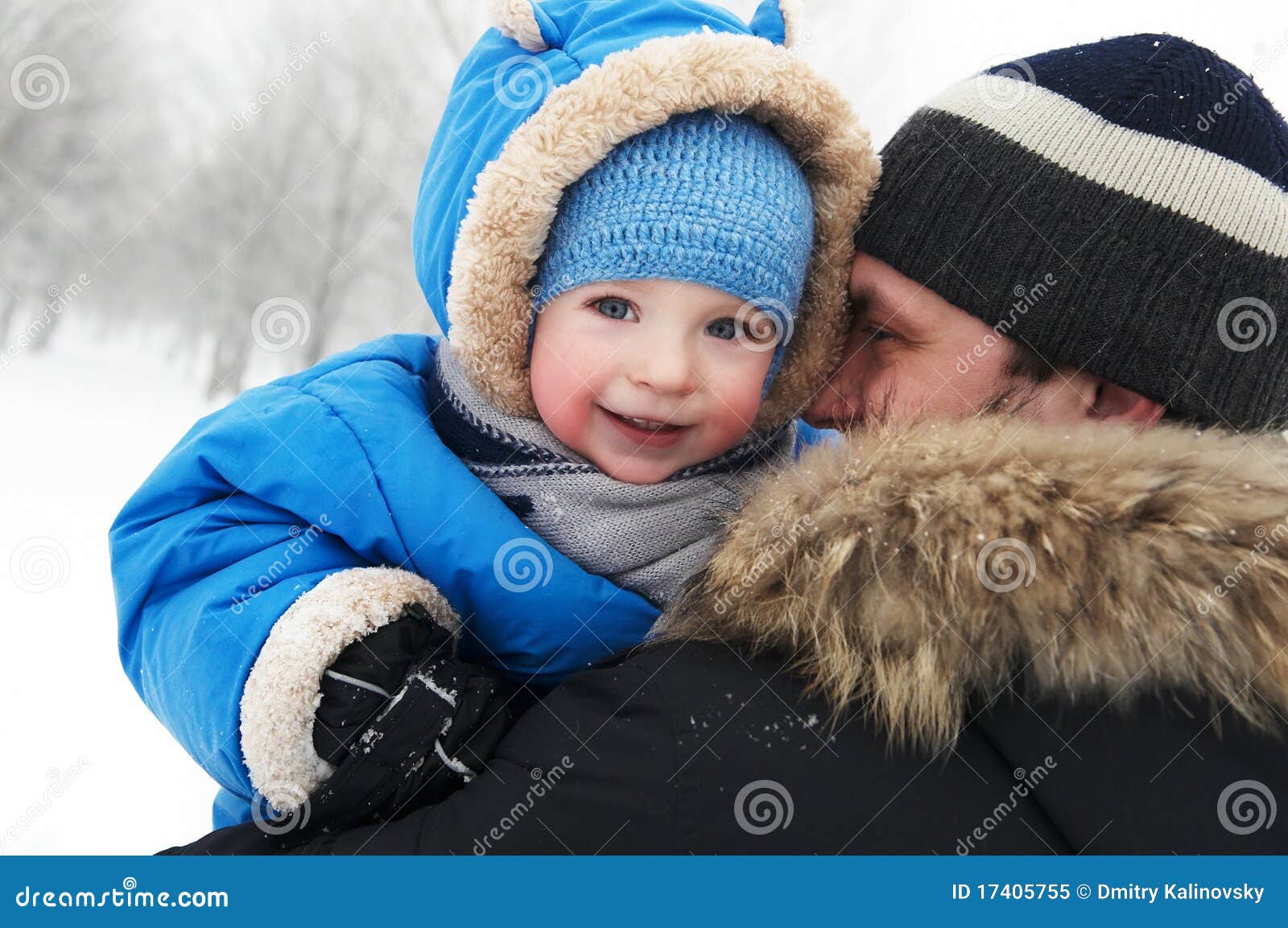Father and child in winter stock image. Image of blue 17405755