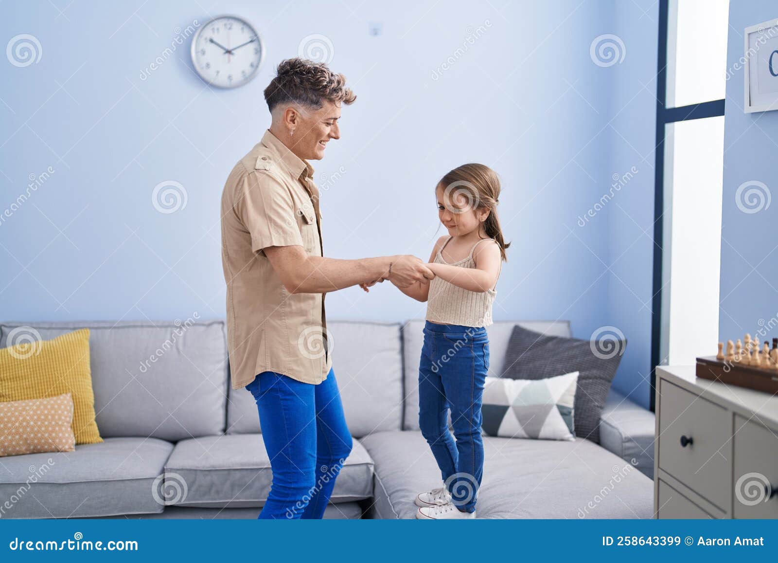 Father and Daughter Father and Daughter Dancing at Home Stock Image