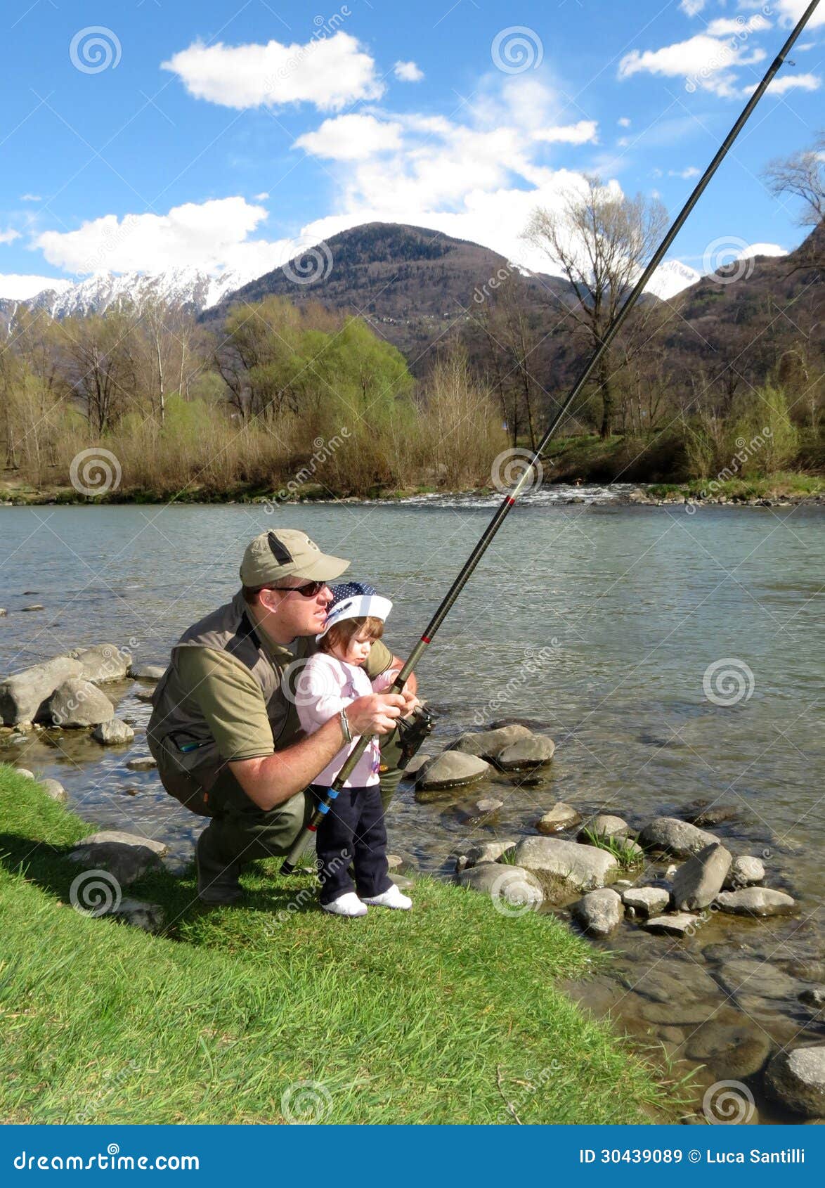 Download Father And Daughter Fishing On River Stock Image - Image ...