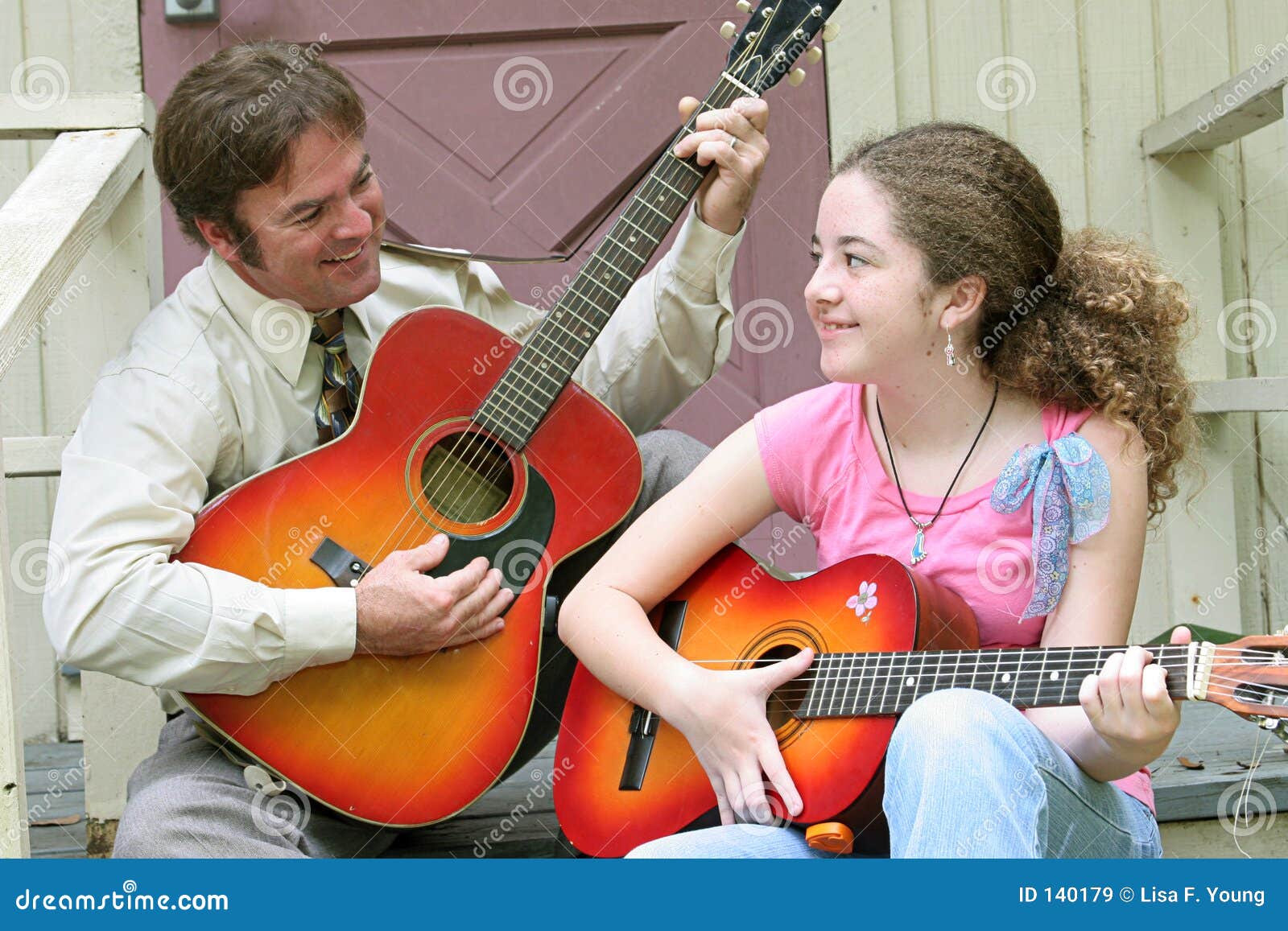 Father Daughter Guitar Laughing Royalty Free Stock Images - Image: 140179