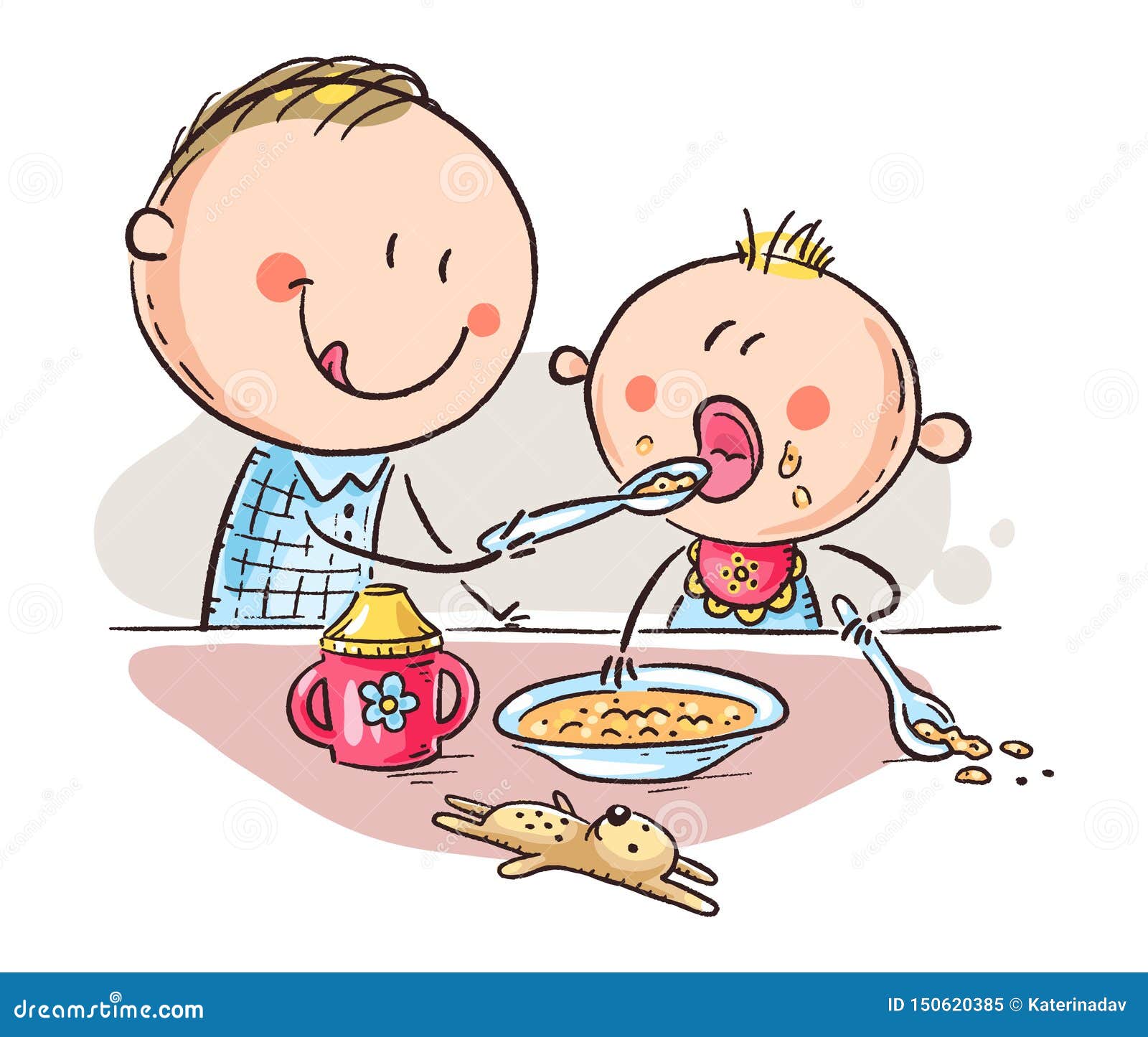 Father Feeding Baby, Colorful Cartoon Vector Illustration Stock Vector -  Illustration of cute, clip: 150620385