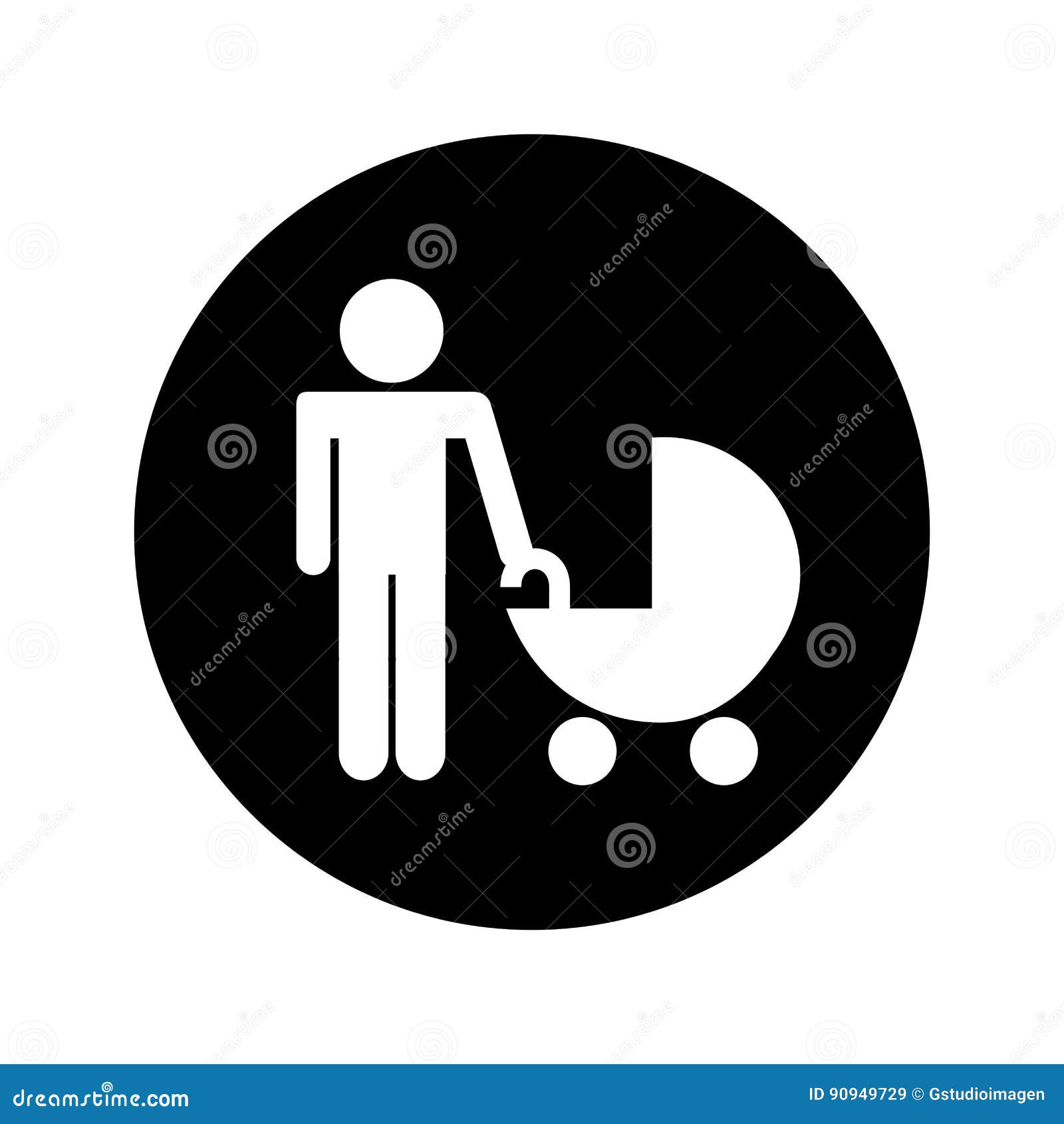 Download Father Figure With Baby Cart Silhouette Isolated Icon ...