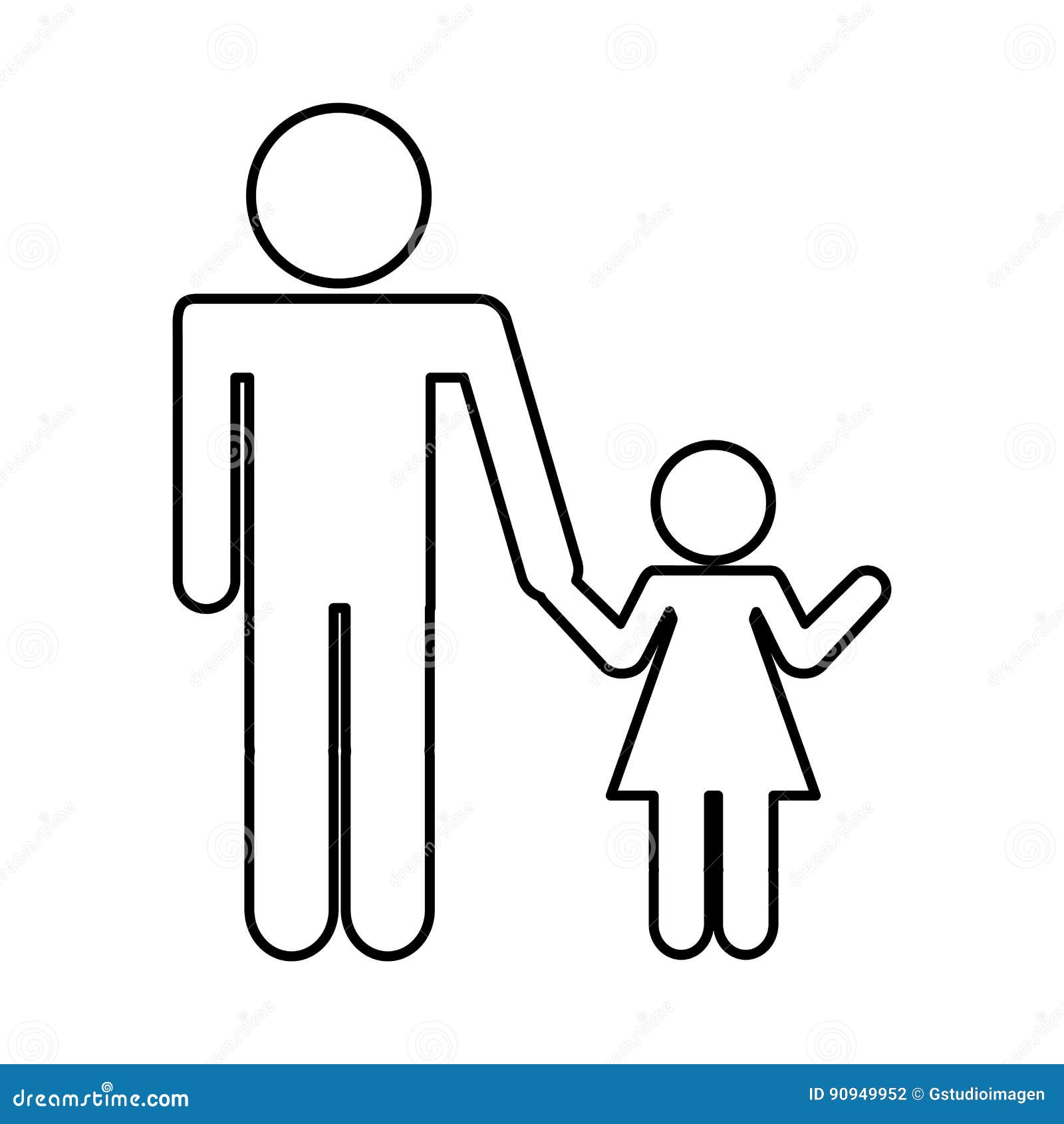 Download Father Figure With Daughter Silhouette Isolated Icon Stock ...