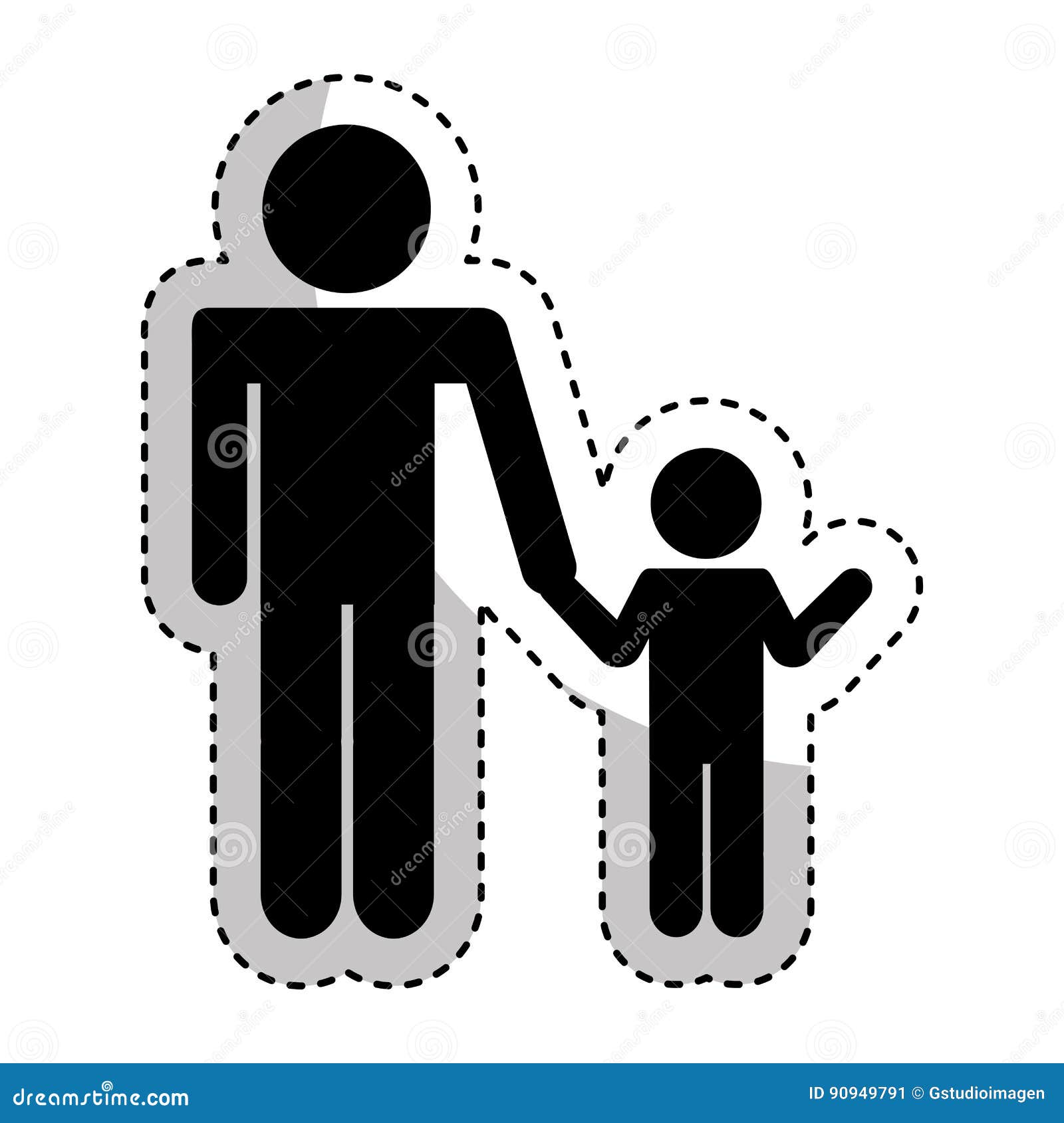 Download Father Figure With Son Silhouette Isolated Icon Stock ...