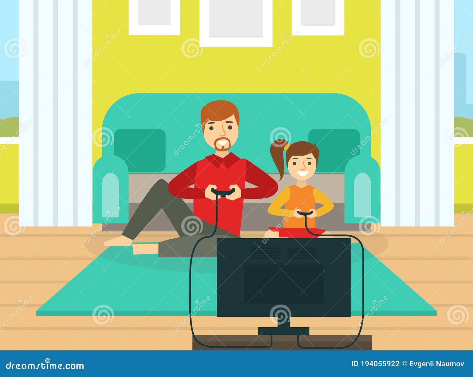 Father and His Daughter Playing Video Games Together, Family Leisure Activity Cartoon Vector Illustration Stock Vector - Illustration of internet, male: 194055922 Father and His Daughter Playing Video Games Together, Family Leisure Activity Cartoon Vector Illustration Stock Vector - Illustration of internet, male: 194055922