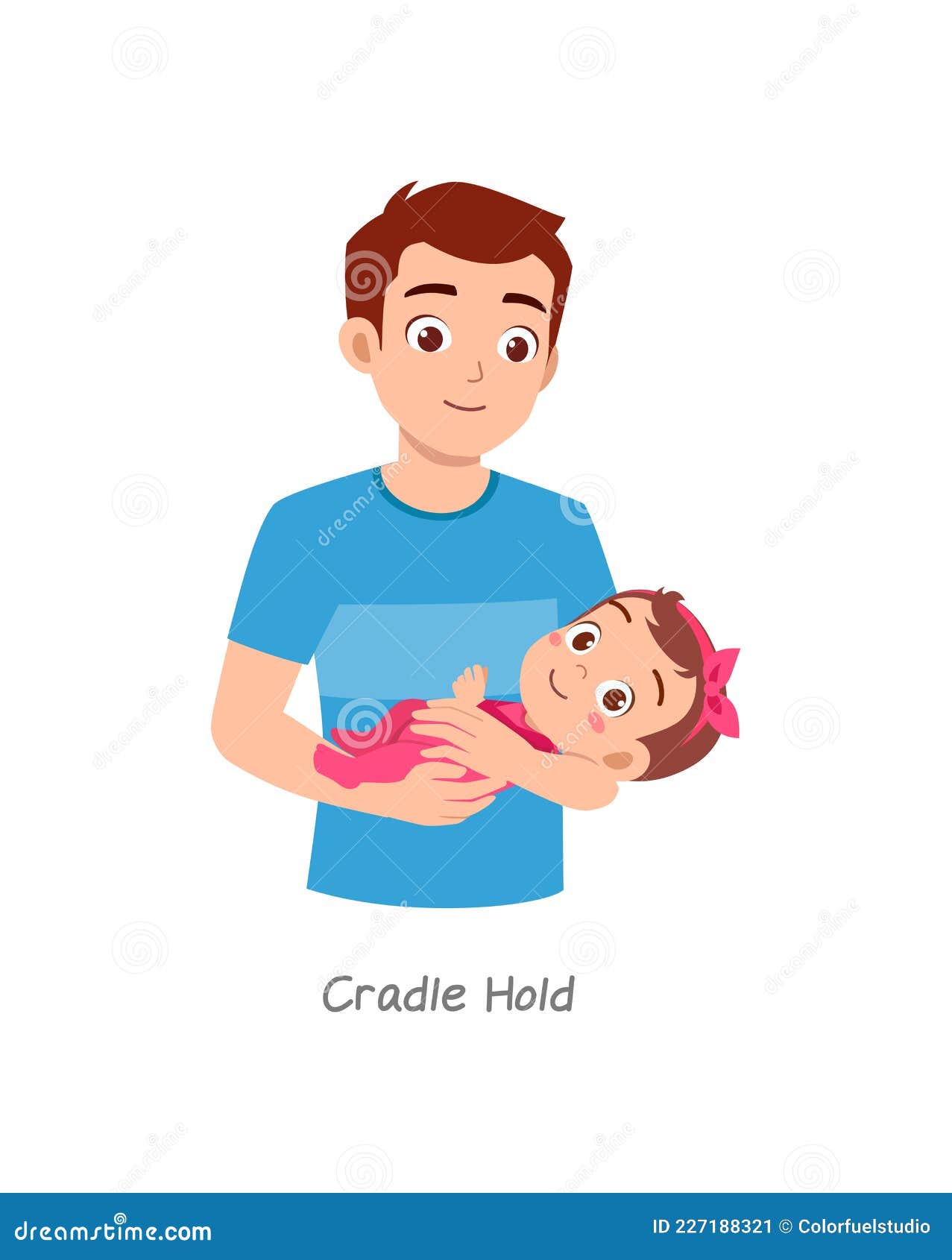 Father Holding Baby with Pose Named Cradle Hold Stock Vector