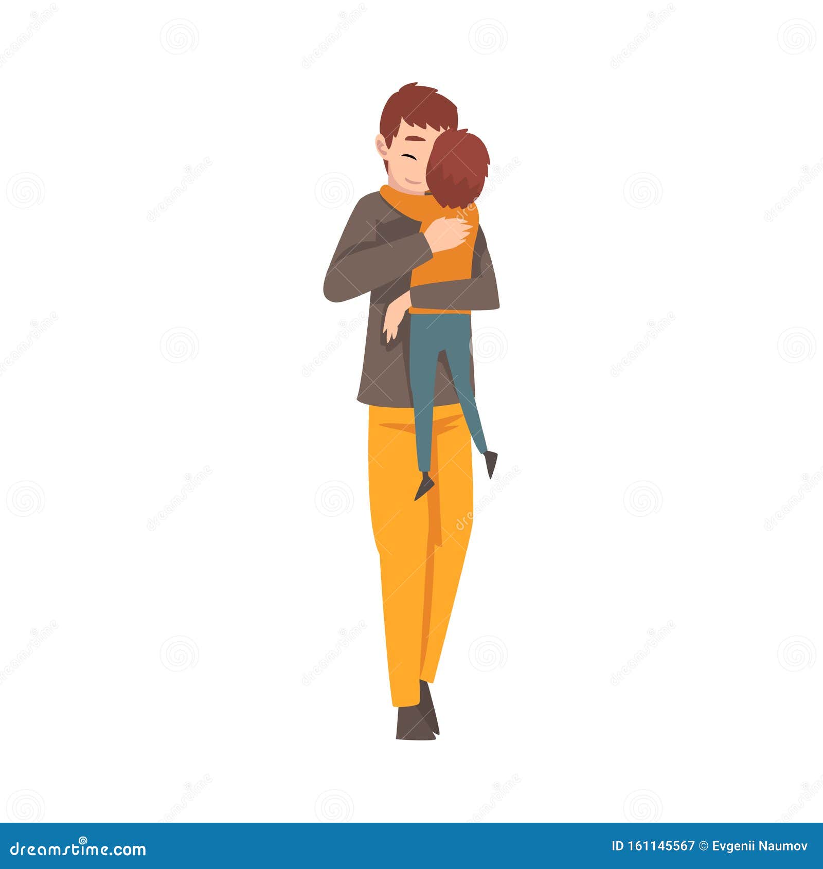 Father Hugs Baby Closing His Eyes Cartoon Vector ...